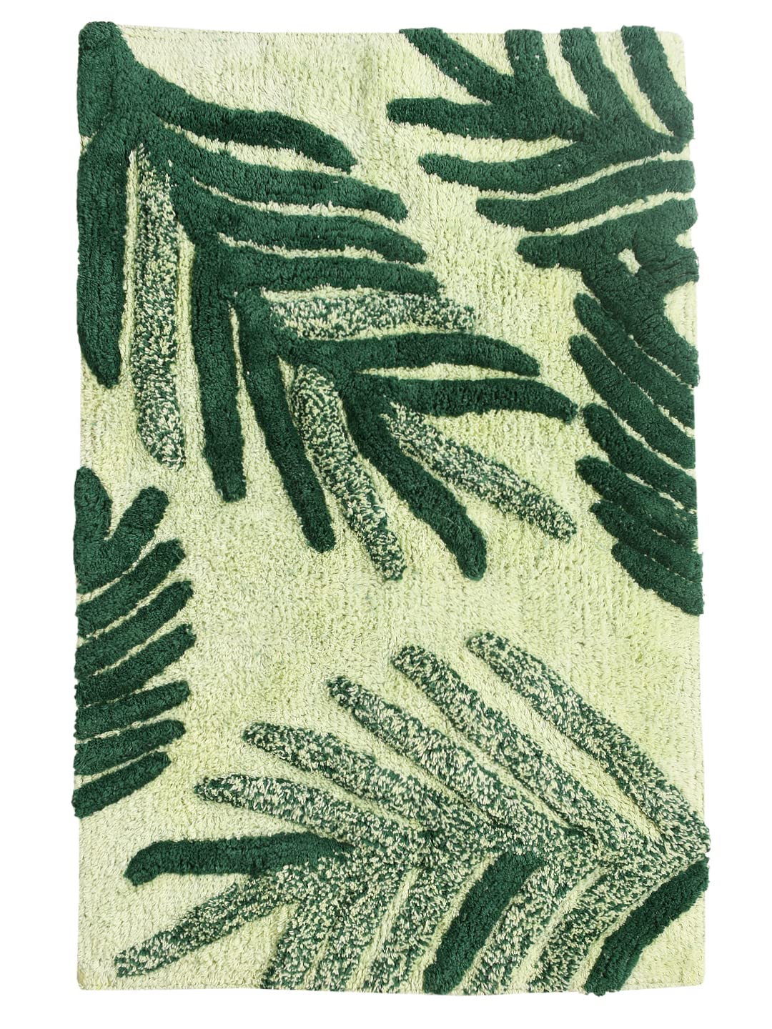 SASHAA WORLD Cotton Leaf Patterned Bathmat | Soft, Absorbent & Cozy | Anti-Skid Latex Backing for Stability | Perfect for Bathroom, Bedroom, Hotels, or Spa | 50x80 cm, Green-image-12