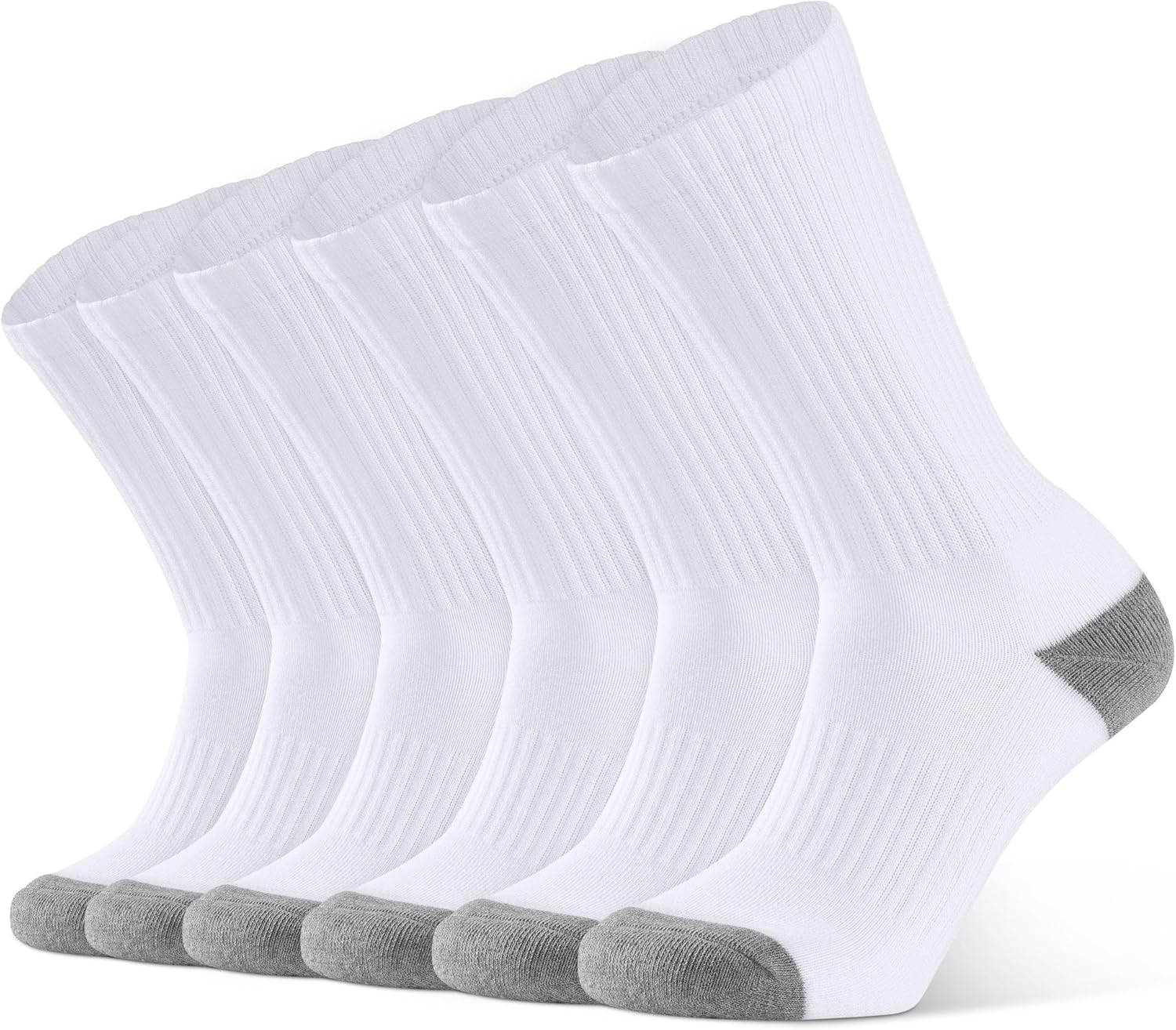 10 pack semilar CLOSEMATE Mens Athletic Cushioned Crew Socks 6 Pairs Cotton Breathable for Work Training Sports 9-12 6white