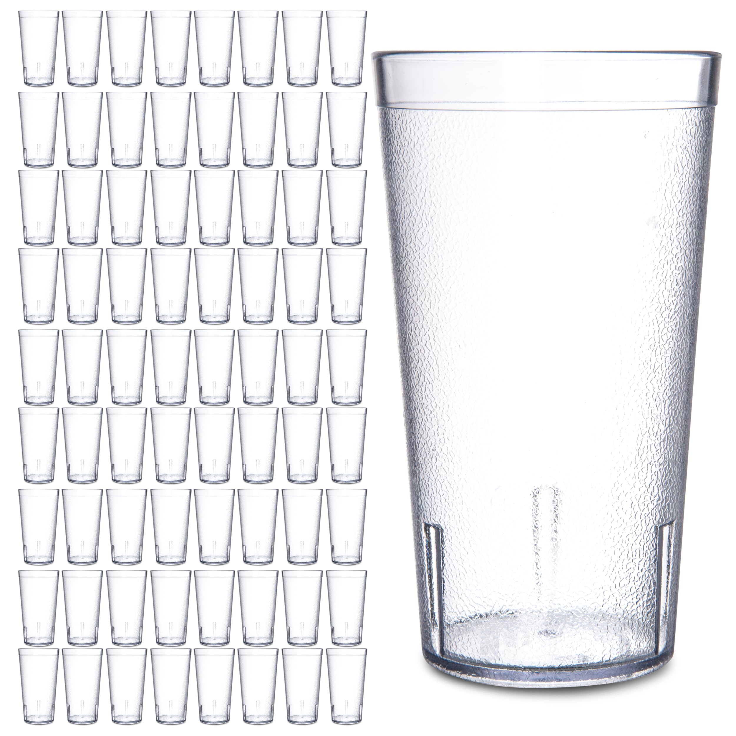 Carlisle FoodService Products Stackable Tumbler Plastic Tumbler with Pebbled Exterior for Restaurants, Catering, Kitchens, Plastic, 20 Ounces, Clear, (Pack of 72)