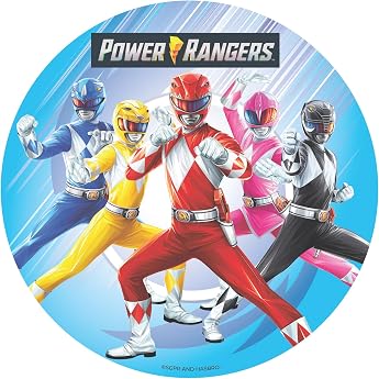 Dekora Power Rangers Cake Topper Edible Cake Decoration for Childrens Birthday Edible Paper Cake Topper Rond 20 cm