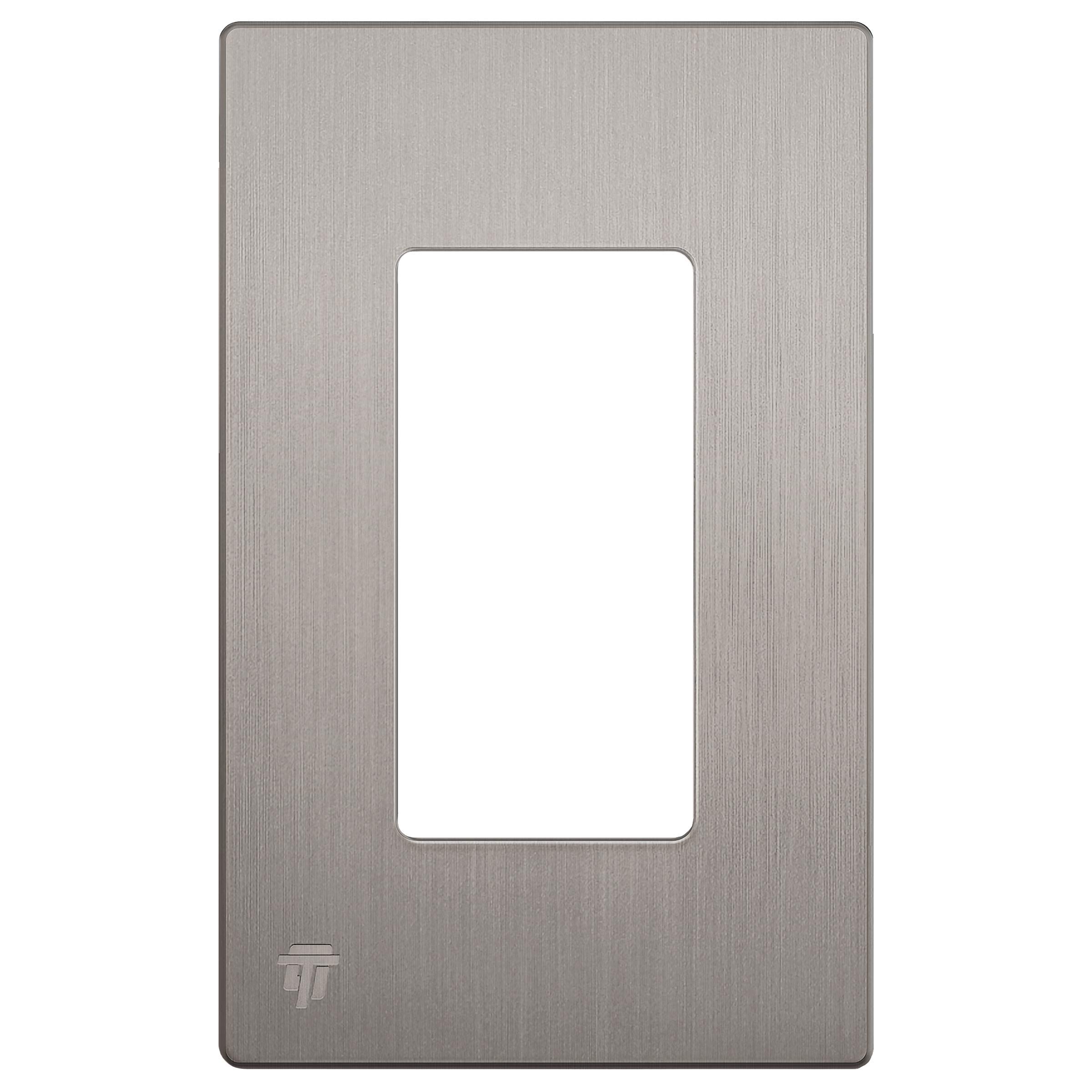 ENERLITES Elite Series Screwless Decorator Wall Plate Child Safe Outlet Cover, Gloss Finish, Size 1-Gang 4.68" H x 2.93" L, Unbreakable Polycarbonate Thermoplastic, SI8831-BNK, Brushed Nickel