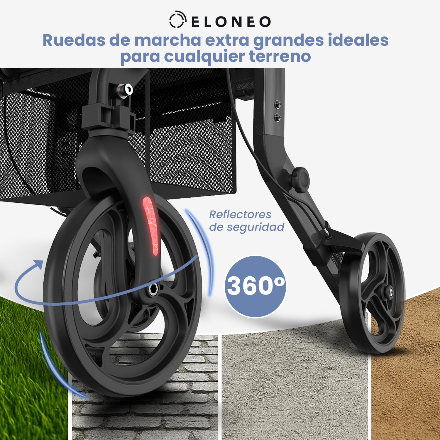 ELONEO Silla de Ruedas y Andador 2 en 1 plegable y ligero con asiento, Andador todoterreno convertible en silla de ruedas, Ayuda de movilidad de aluminio, Silla de transporte, negro