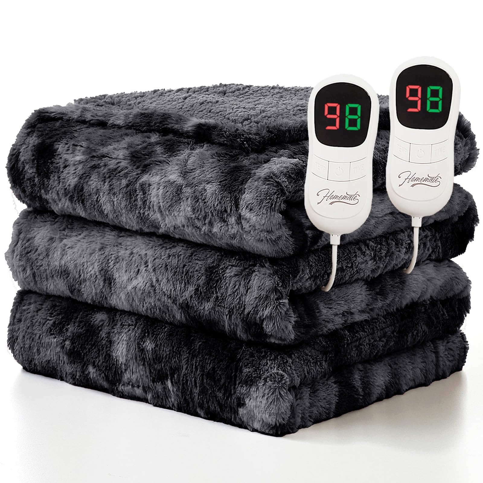 Photo 1 of Homemate Electric Heated Blanket Queen Size - 84"x90" Heating Blanket Queen Size Dual Control 1/2/4/6/8 Hours Auto-Off 10 Heat Level Over-Heat Protection Luxury Faux Fur Sherpa ETL CertificationLPNPMGM2174469

