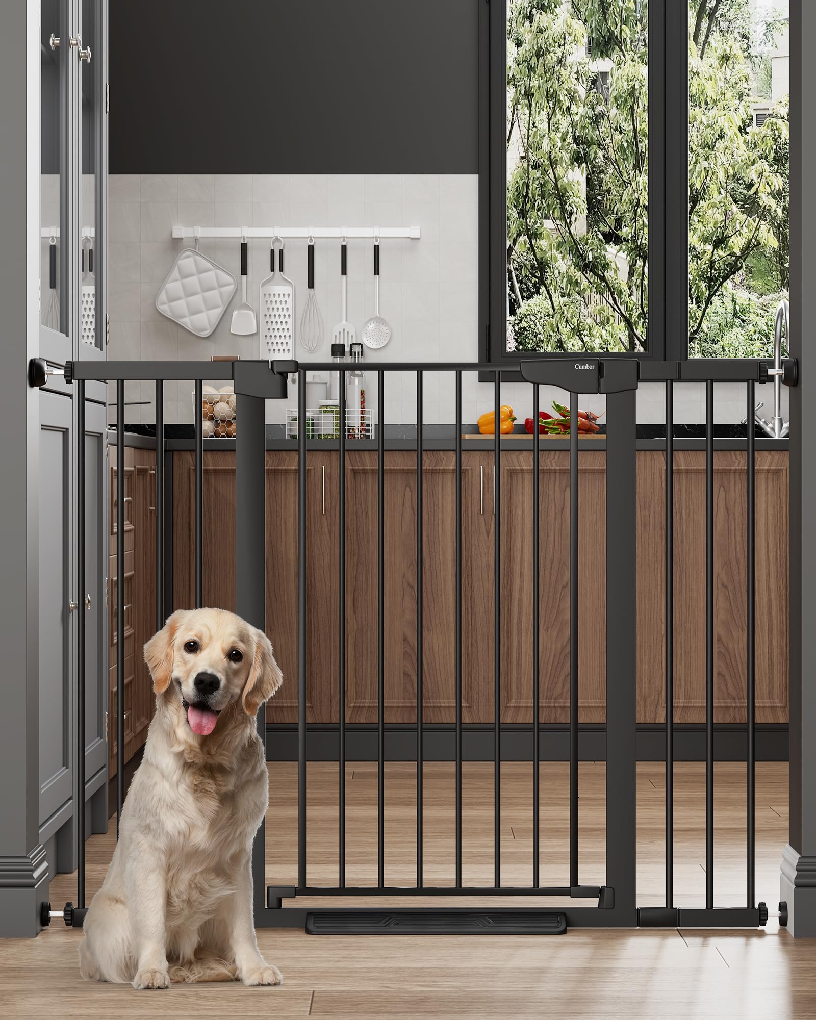 Cumbor 36" Extra Tall 29.7–46" & 36" Extra Tall 29.7–51.5" Baby Gate & Pet Gate Bundle, Extra Wide Safety Gates with Dual-Lock, Auto-Close, Pressure or Hardware Mount for Stairs & Doorways