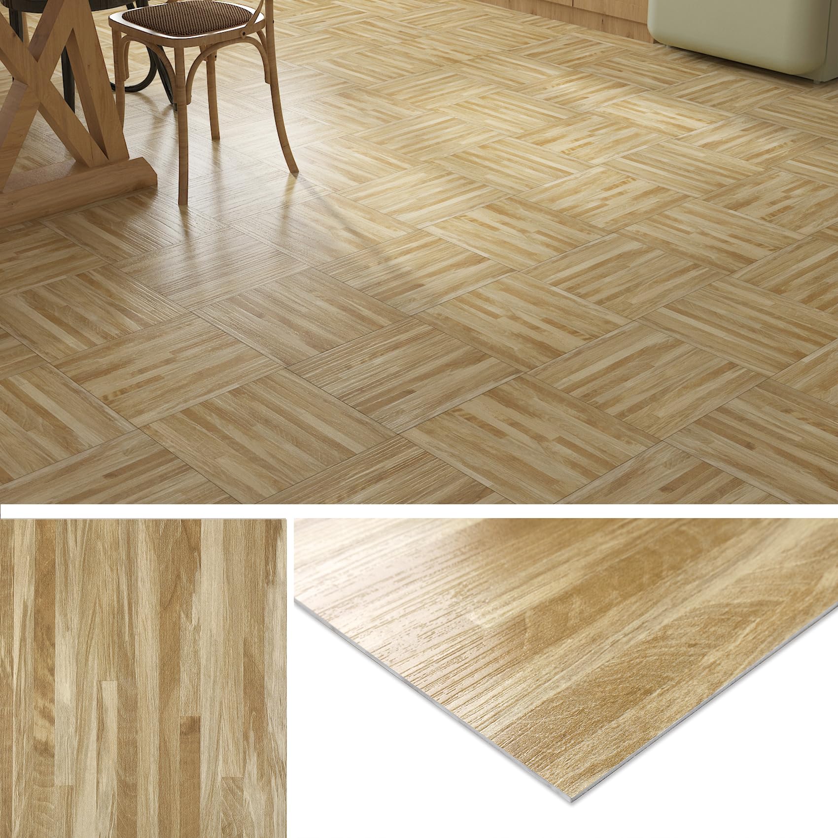 Livelynine Lino Sol Adhesif Bois Dalles Adhesives PVC Sol Interieur Imitation Lattes de Bois 30x30 32-Dalles Imperméable Parquet Adhesif Sols Chambre Carrelage Adhésif Cuisine Salle de Bain Chambre