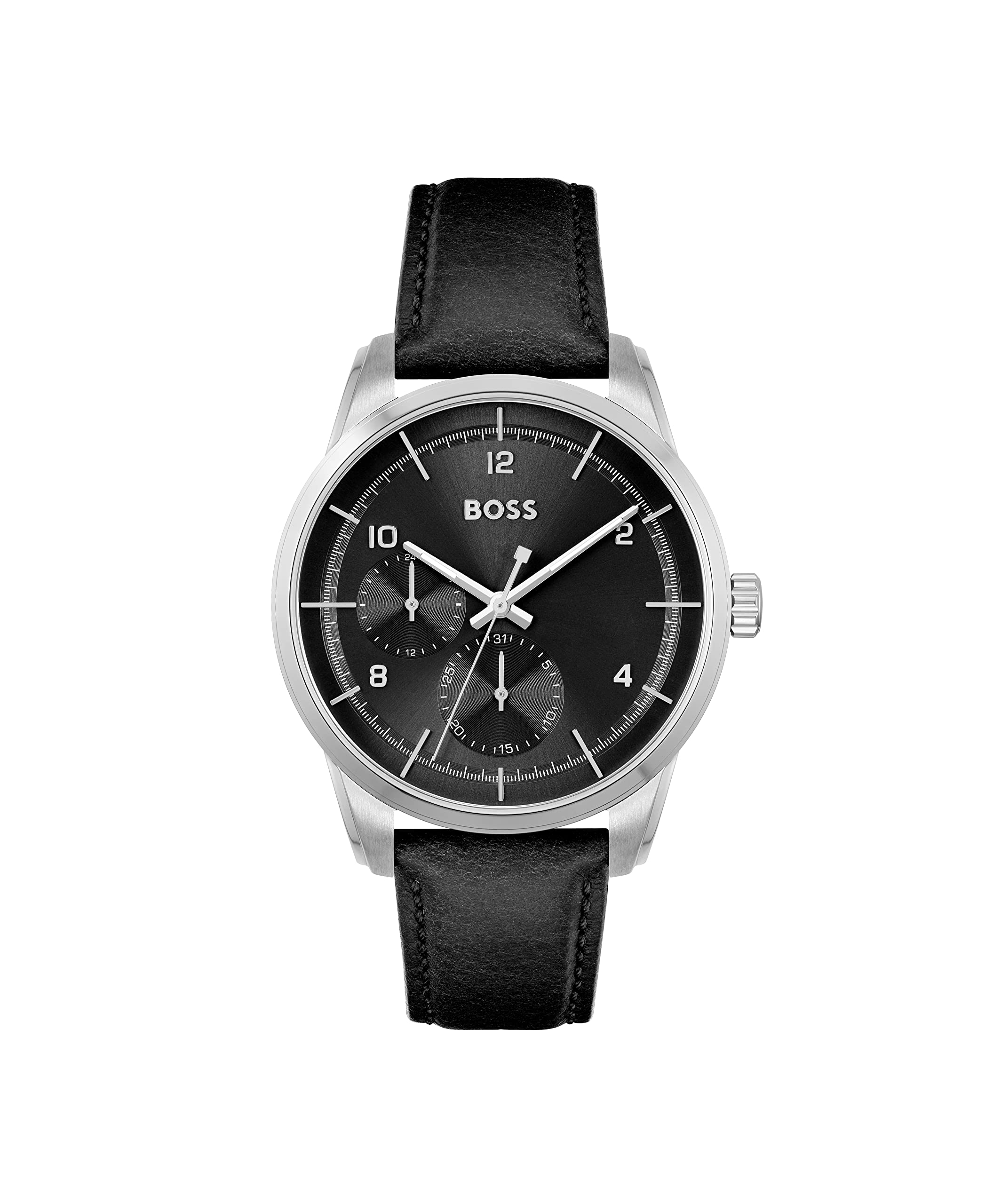 BOSS Sophio Qtz Multifunction Black Round Dial Mens Watch|Black Leather Material|Black Color Band - 1513941 (B09R9FLLPF) Amazon Price History, Amazon Price Tracker