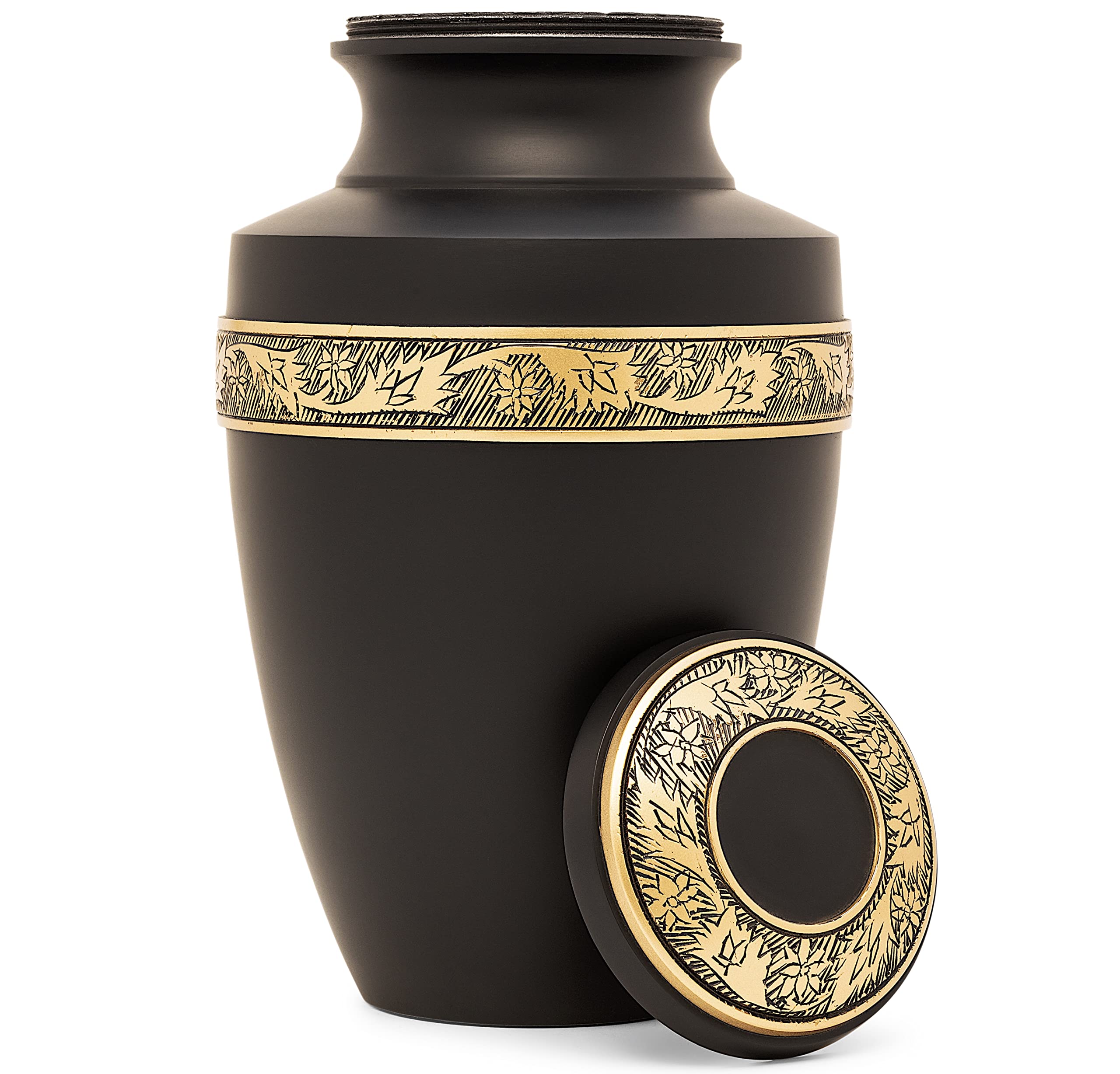 Eternal Harmony Cremation Urn for Human Ashes | Adult Urn Carefully Handcrafted with Elegant Finishes to Honor and Remember Your Loved One | Funeral Urn Large Size with Beautiful Velvet Bag (Black)