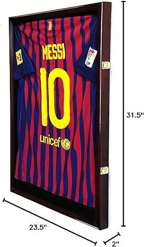 Miniatura 8 de Vitrina con marco de jersey de fútbol con 98% de protección UV, acabado cereza