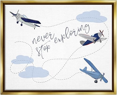 Stupell Industries Nunca dejes de explorar aviones, diseño de Sweet Pea Studio