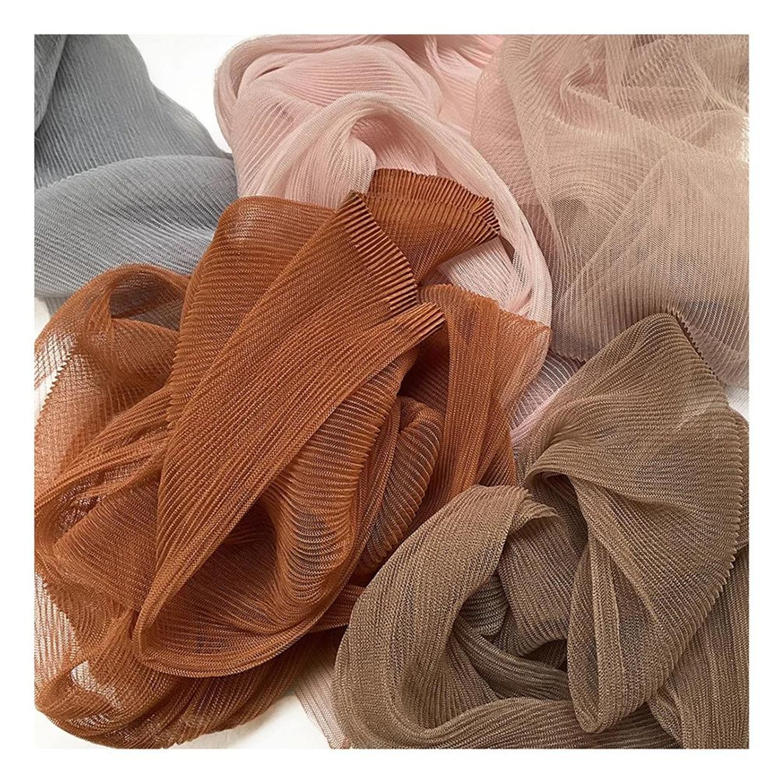 Tessuto Lavorato a Maglia in Tulle Plissettato a Righe Sottili da 145 cm for Gonna tutù in Tessuto a Rete e Camicia in Prospettiva Cucito a Mano(Nude,90cmx145cm)