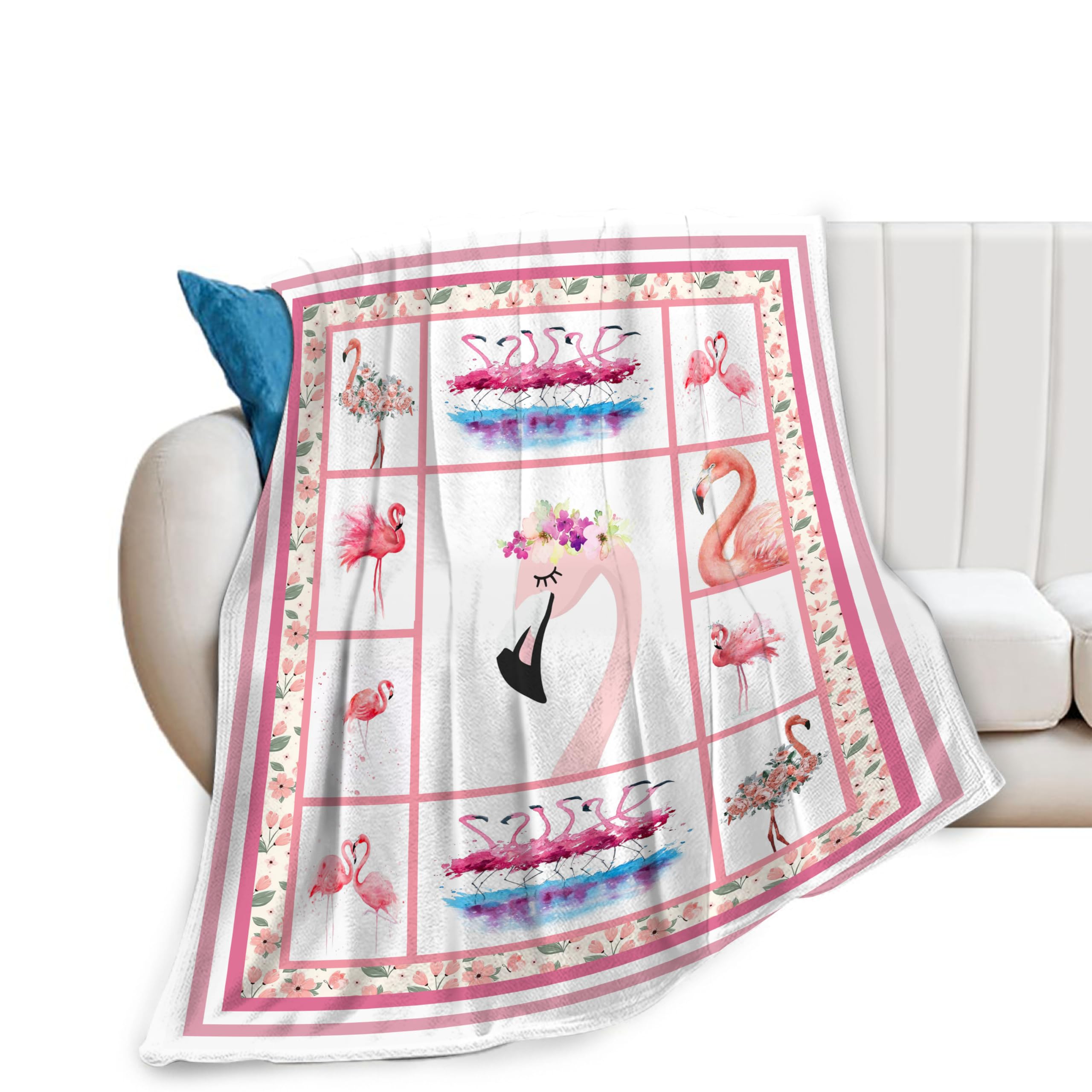 banonatyFlamingo Blanket Pink Flamingo Merch Throw Blankets Cozy Fleece Flannel Soft Warm Plush Lightweight Blanket Flamingo Decor Bedding Gifts for Women Girls Adults Kids for Couch Sofa Bed 40"X50"