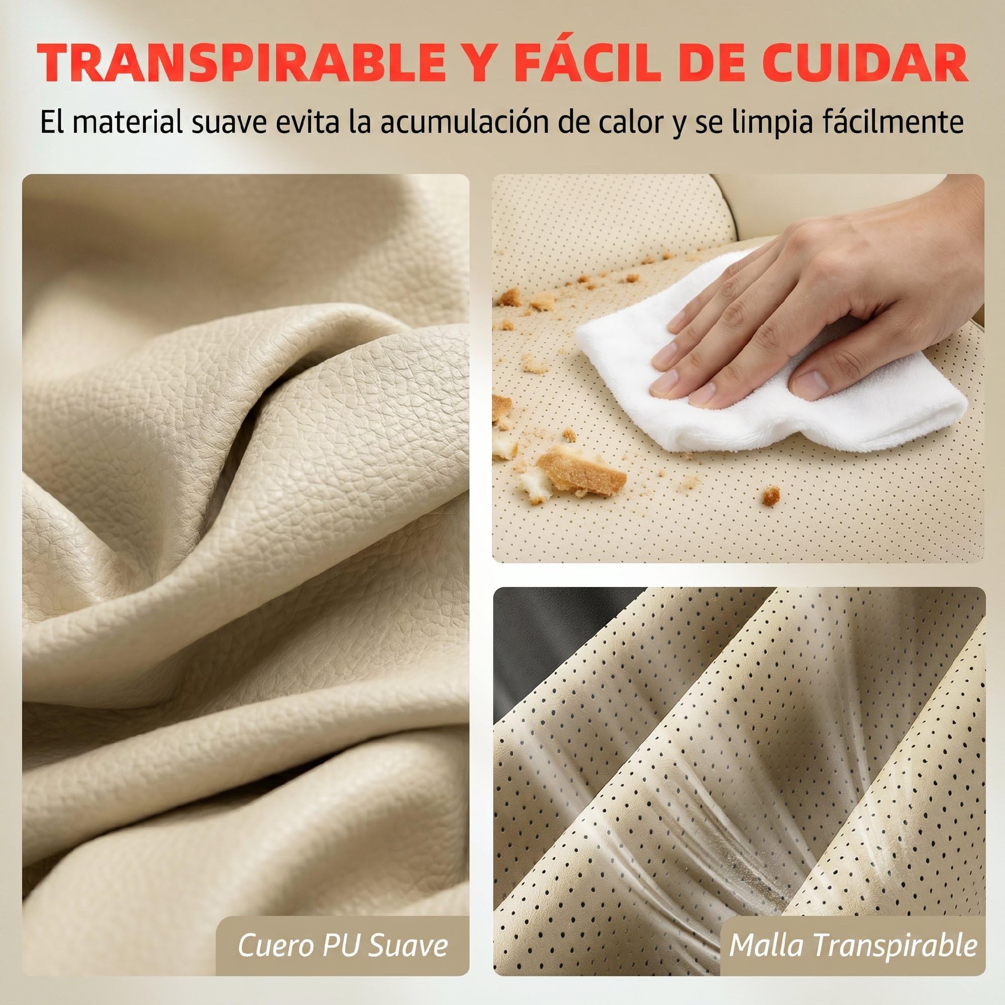 HOMCOM Silla de Oficina con Masaje Vibratorio de 4 Puntos Giratoria Crema | Silla de Escritorio, Calor Lumbar, de PU, Brazos Abatibles, Respaldo Alto, Altura Ajustable, Función de Basculante