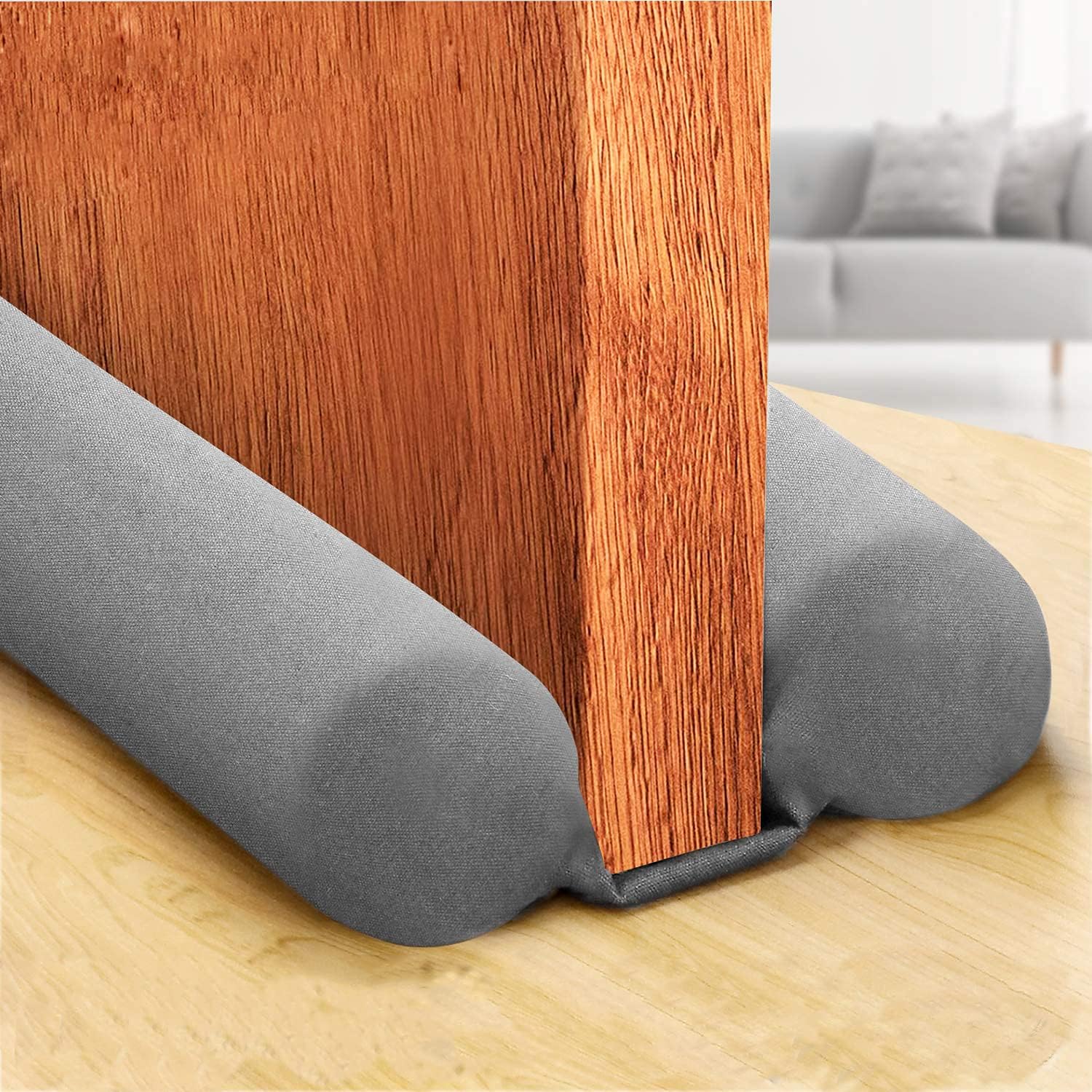 Sewens Twin Door Draft Stopper Weather Stripping Noise Blocker Window Breeze Blocker Adjustable Door Sweeps 38 inch (Gray)