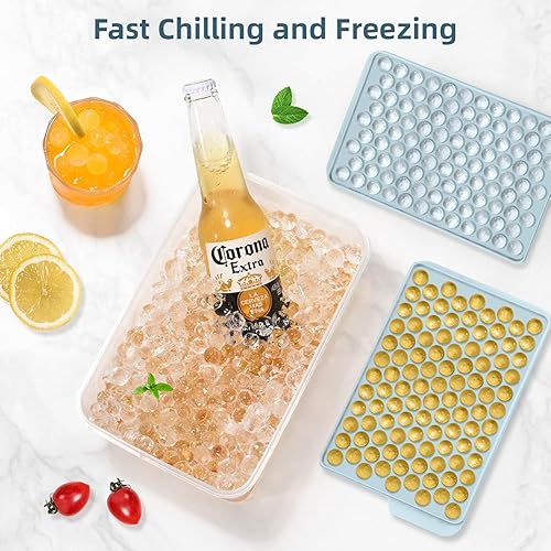 Vista 4 de WIBIMEN Mini bandejas para cubitos de hielo, pequeñas bandejas de hielo redondas pequeñas y pequeñas para pepitas trituradas para congelador con Azul