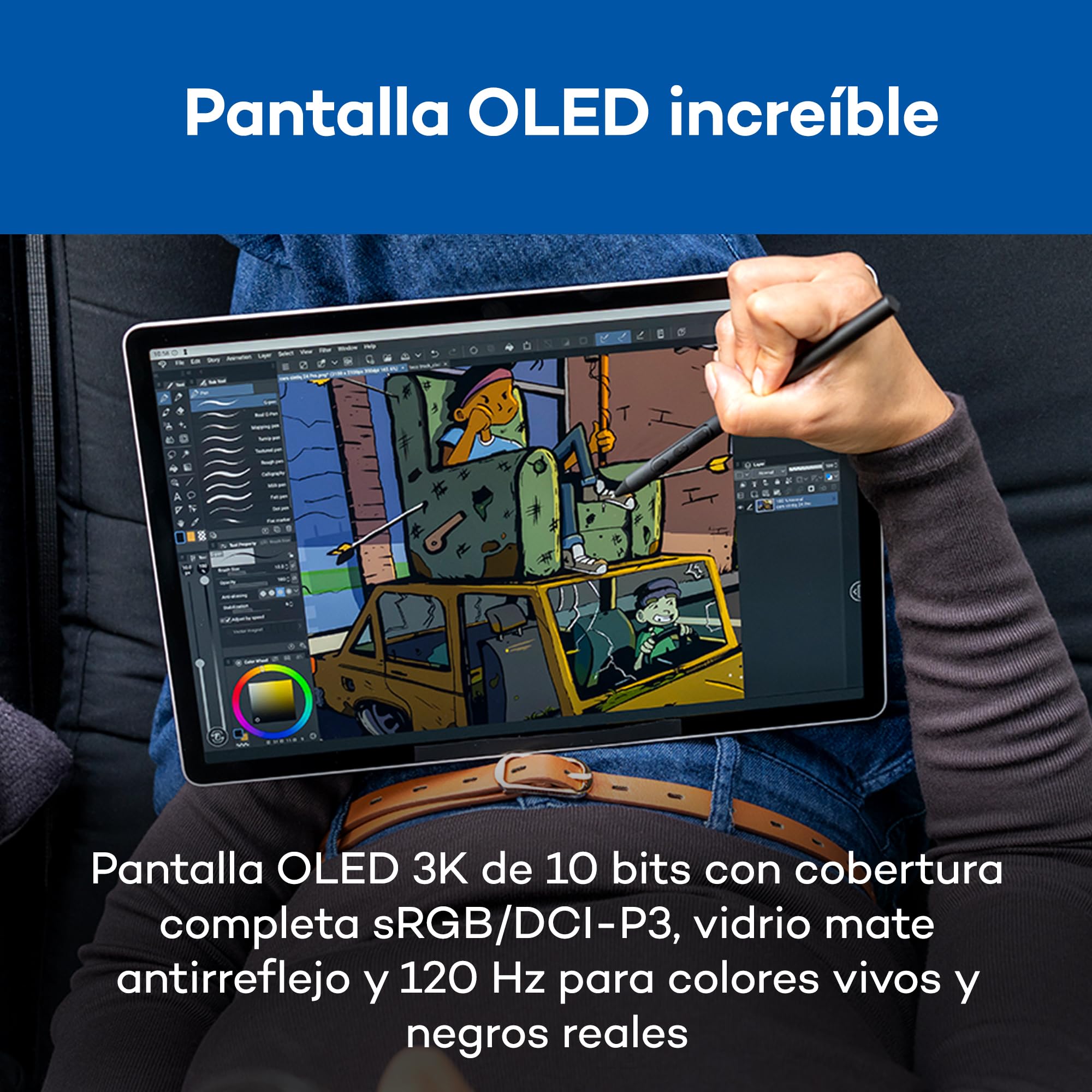 Wacom MovinkPad Pro 14 Tableta Gráfica – Sensación de lápiz sobre Papel con Pantalla OLED para Negros Reales, Contraste excepcional, Respuesta rápida, Vidrio Texturizado Premium, Pro Pen 3 preciso