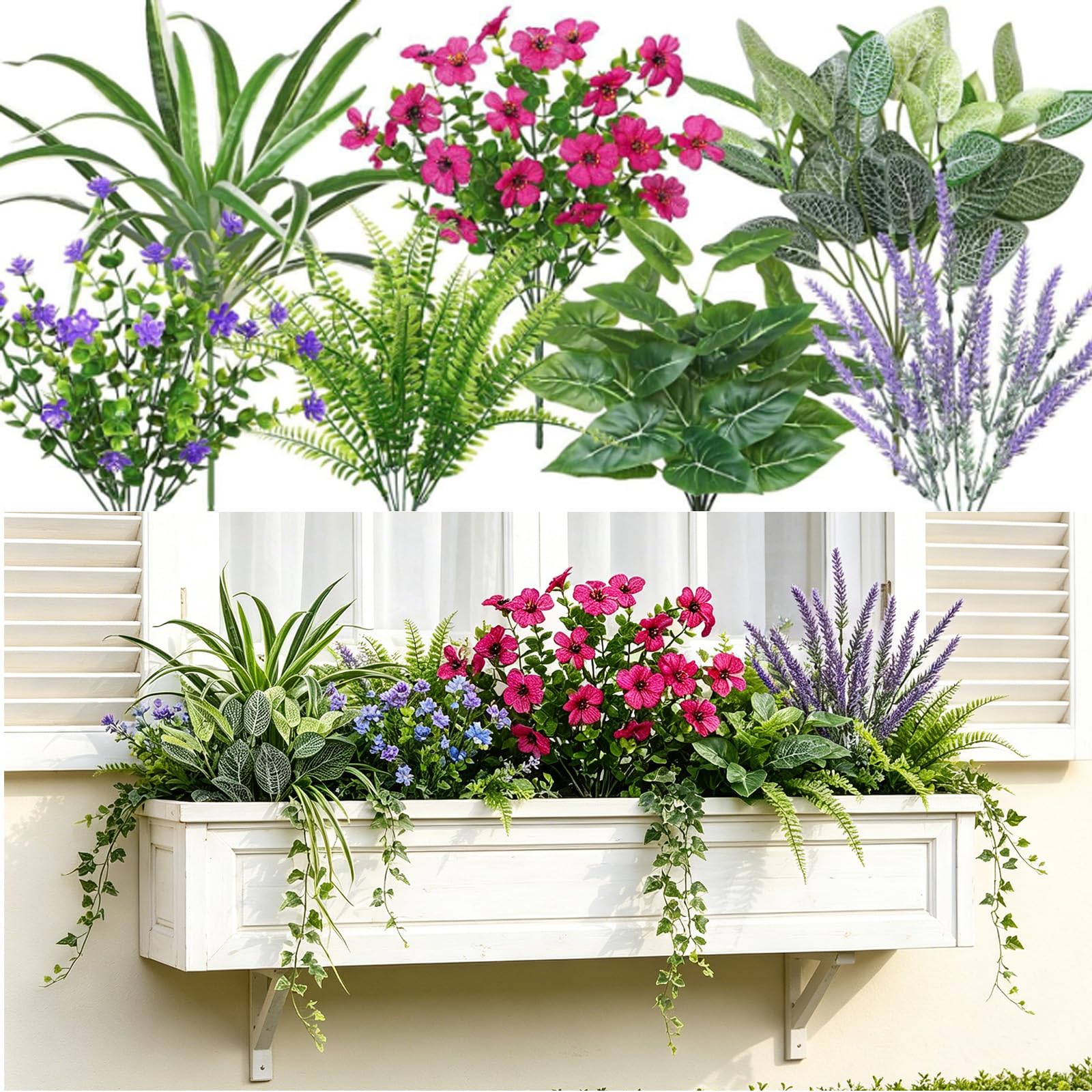 Plantes artificielles de balcon résistantes aux intempéries lot de 20