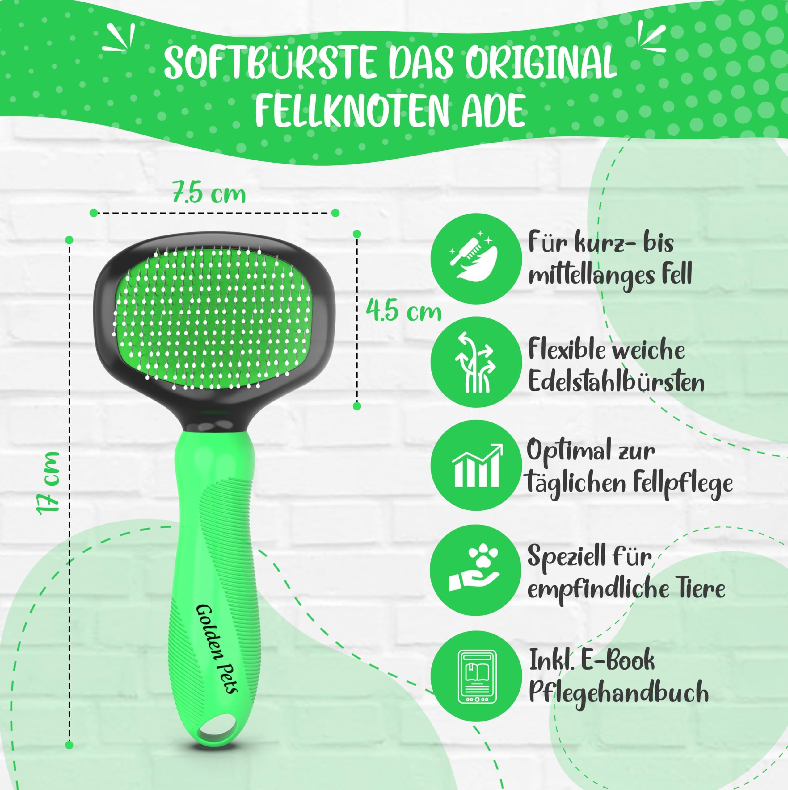 TESTURTEIL - Brosse douce - Version améliorée - Vainqueur comparatif - Toilettage doux pour chiens, chiots, chats, lapins, hamsters, caniches
