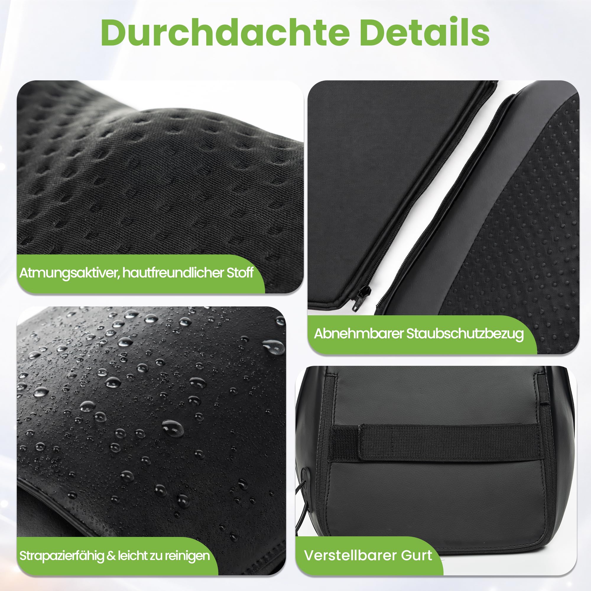 Real Relax Shiatsu Rückenmassagegerät mit Wärme,Nackenmassagekissen für Schultern,oberen & unteren Rücken,Beine,Waden,4 Rotationsknoten,Tragbar für Zuhause Büro Auto - Schwarz