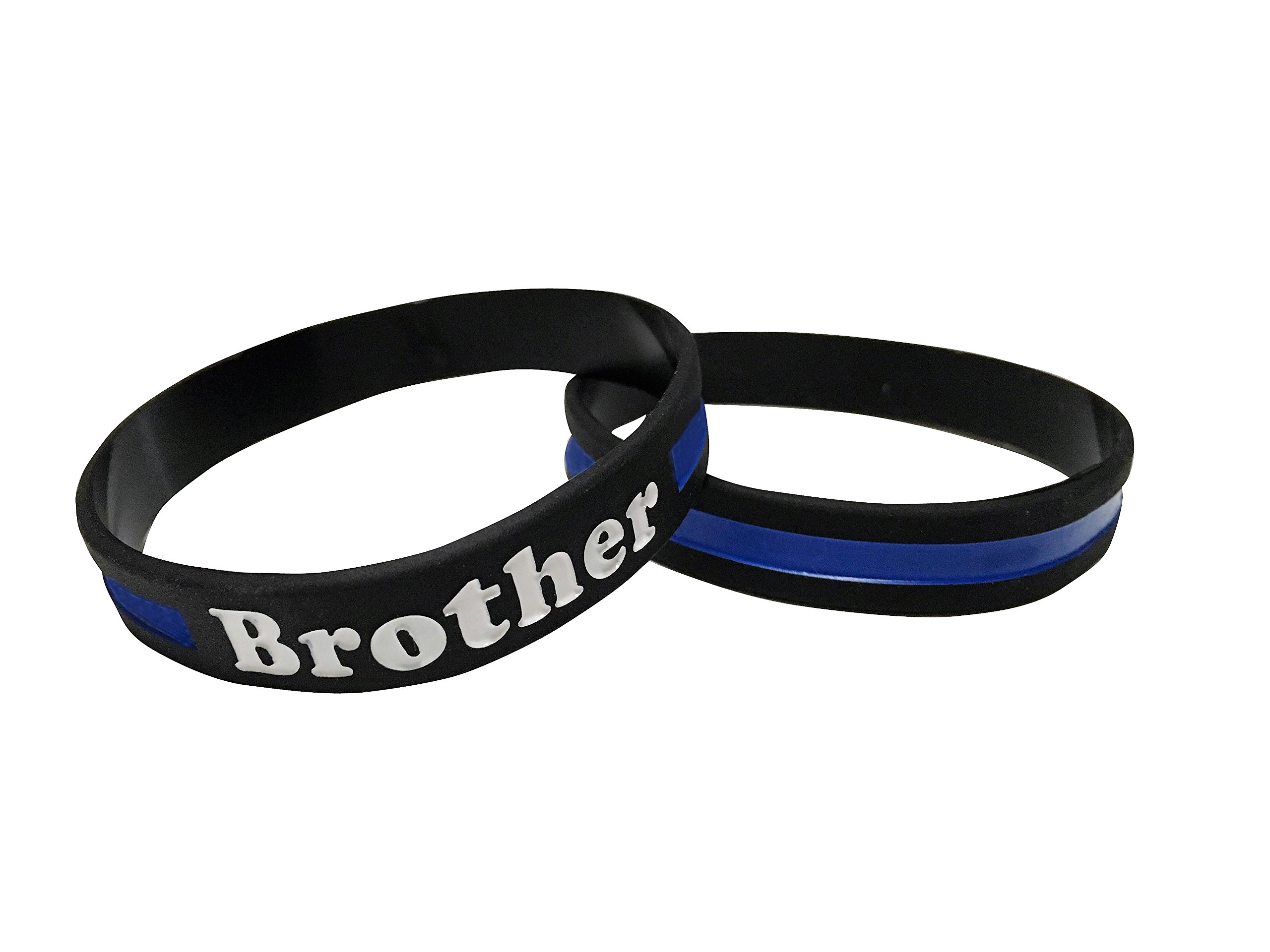 Brother Thin Blue Line Silicone Wrist Band Bracelet Wristband - Support Police and Law Enforcement