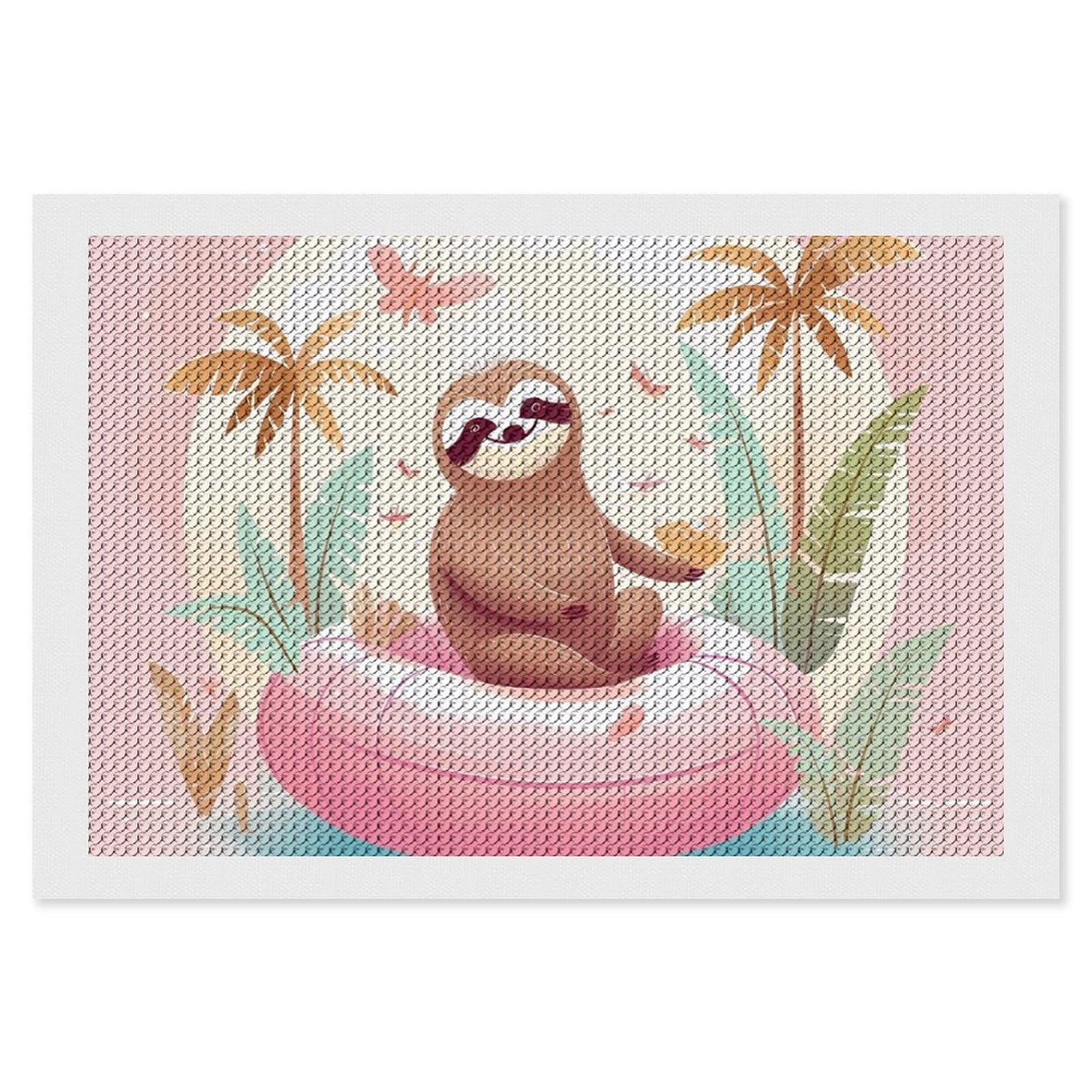 Sloth Flamingo Diamond Art Kits for Adults, DIY 5D Diamonds Painting Kits for Beginner, Round Full Drill Diamond Dots Painting, 8"x12" Diamonds Pictures Gem Art and Crafts Wall Decor