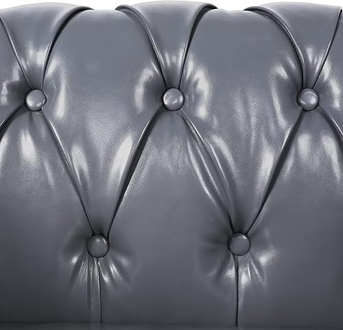 Miniatura 89 de RARZOE Moderno juego de sofá de 2 piezas para sala de estar, contemporáneo con botones copetudos, de piel sintética, sofá de tres plazas y sofá de