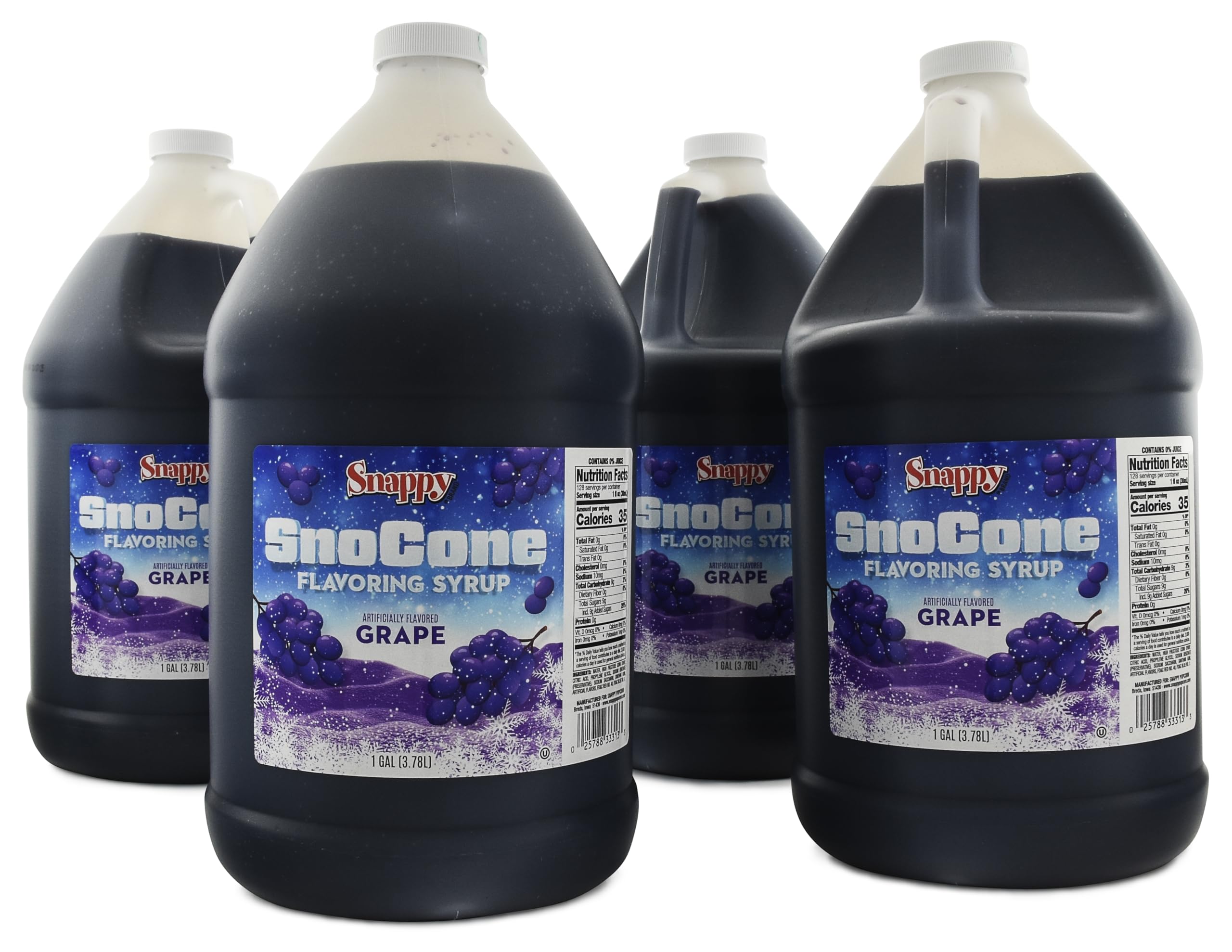 Amazon.com : Snappy Grape Sno Cone Syrup, 1 Gallon 4 Pack, Ready