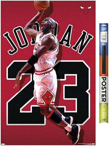 Trends International Michael Jordan - Póster de pared de jersey, 22.375 x 34 pulgadas, paquete de póster y clip