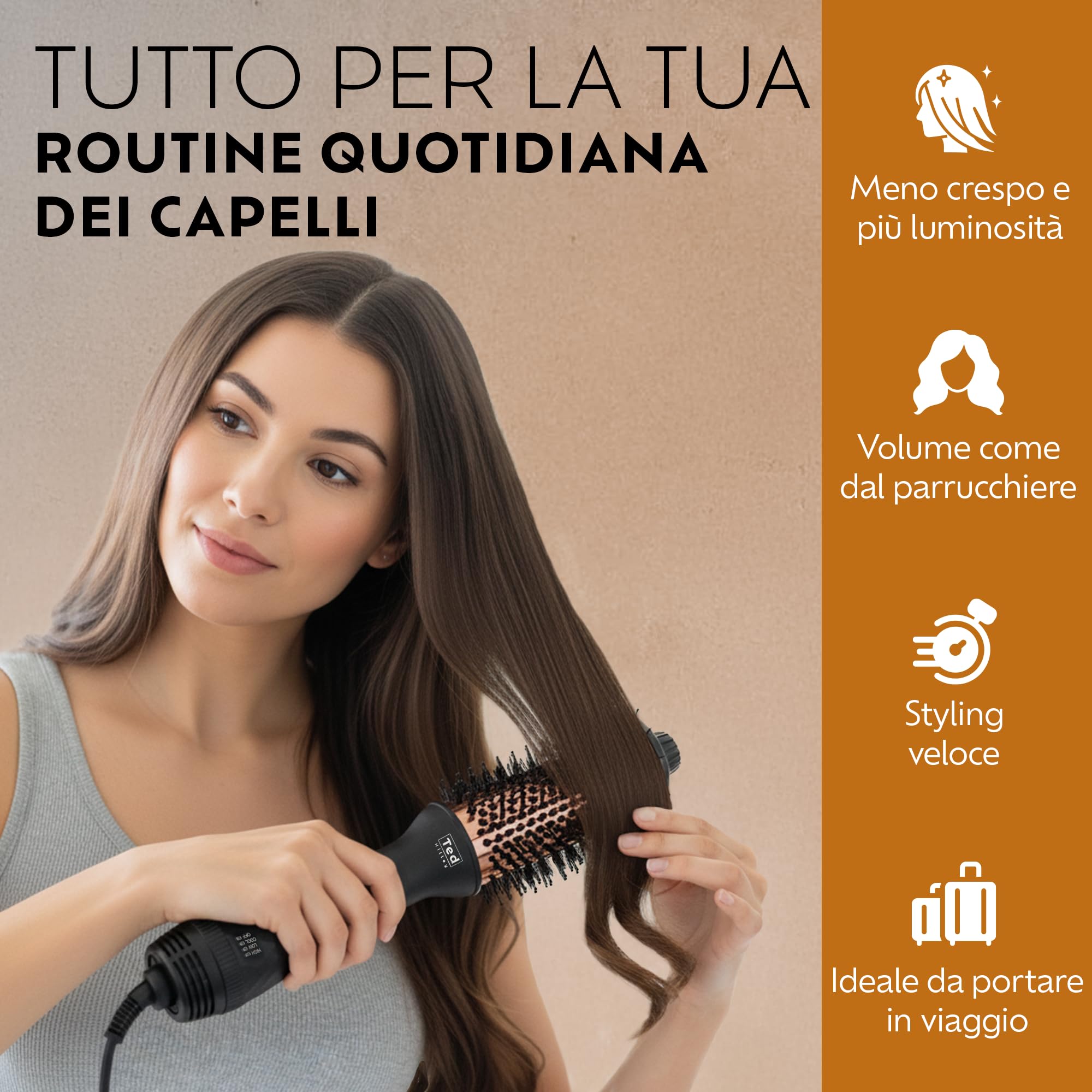 DuoStyle® Spazzola Elettrica per Capelli ad Aria Calda – Spazzola Asciugacapelli Lisciante – Spazzola Phon | Per Asciugare, Lisciare, Modellare e Dare Volume | Per tutti i tipi di capelli