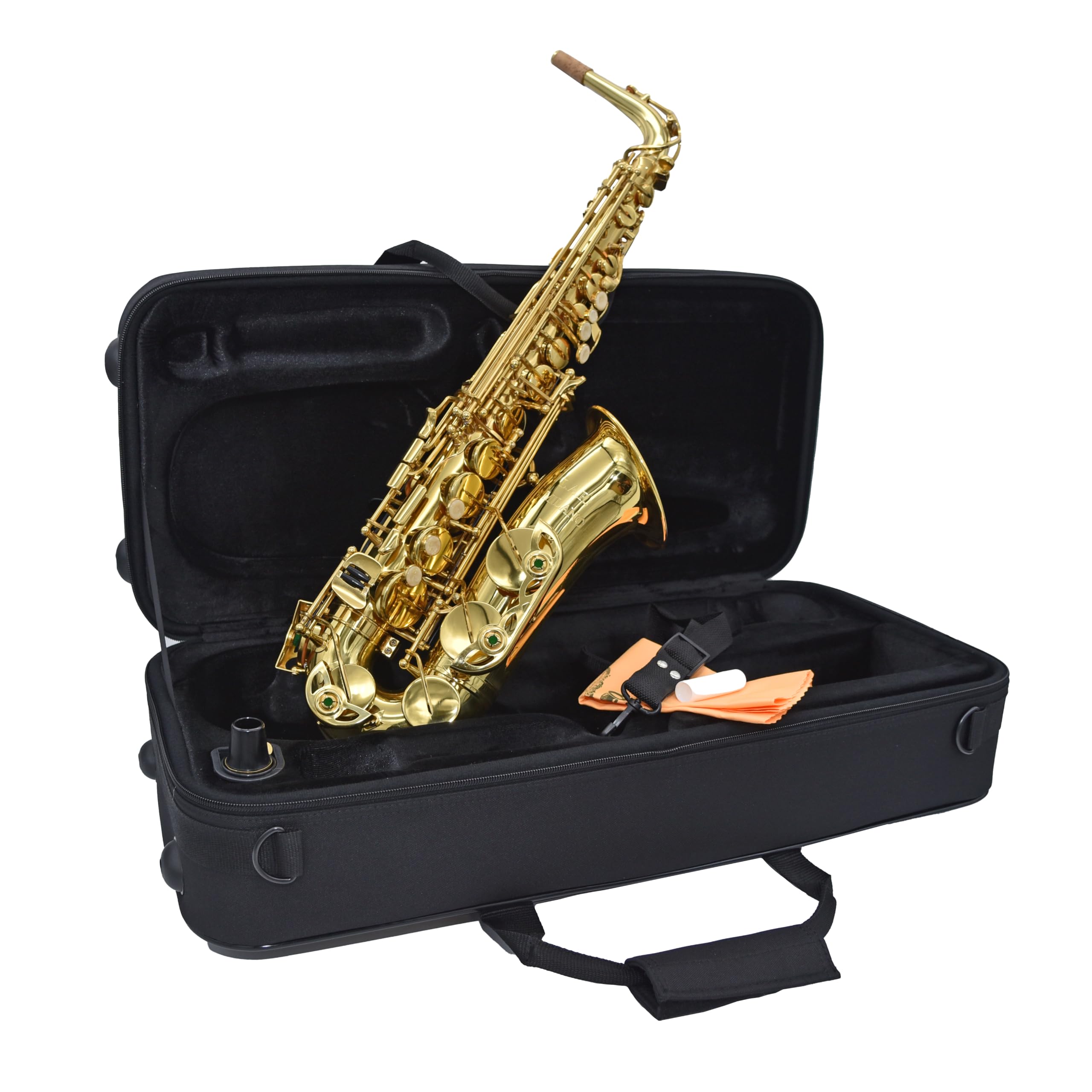 L.A.R. - By Ripamonti Sassofono Contralto in Mib (Eb), Corpo in Ottone Laccato, Chiave Fa# Acuto, Poggiapollice Regolabile, Custodia Completa con Accessori