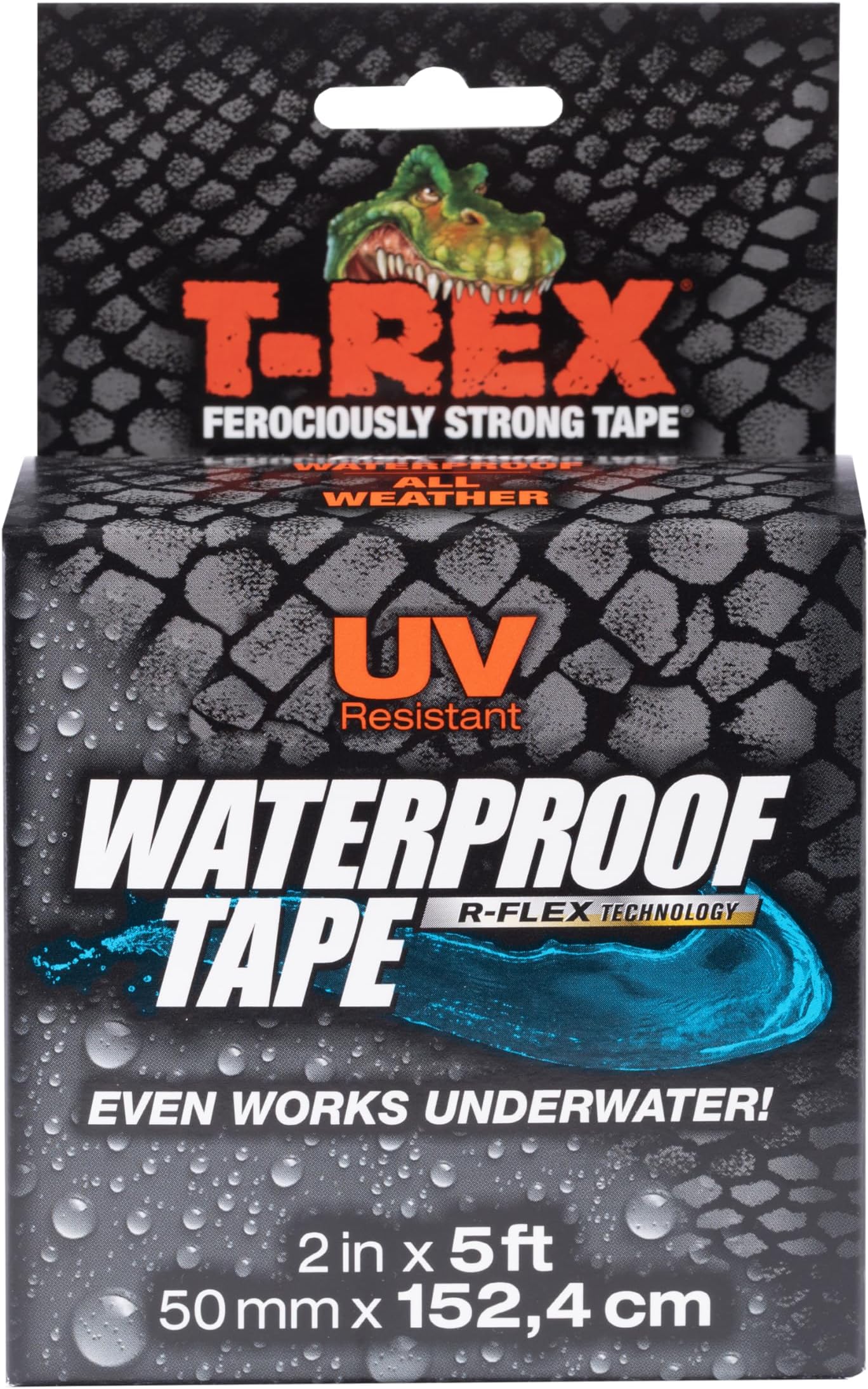 T-Rex 285988 Ferociously Strong Waterproof Tape, 2 inch Wide, Black