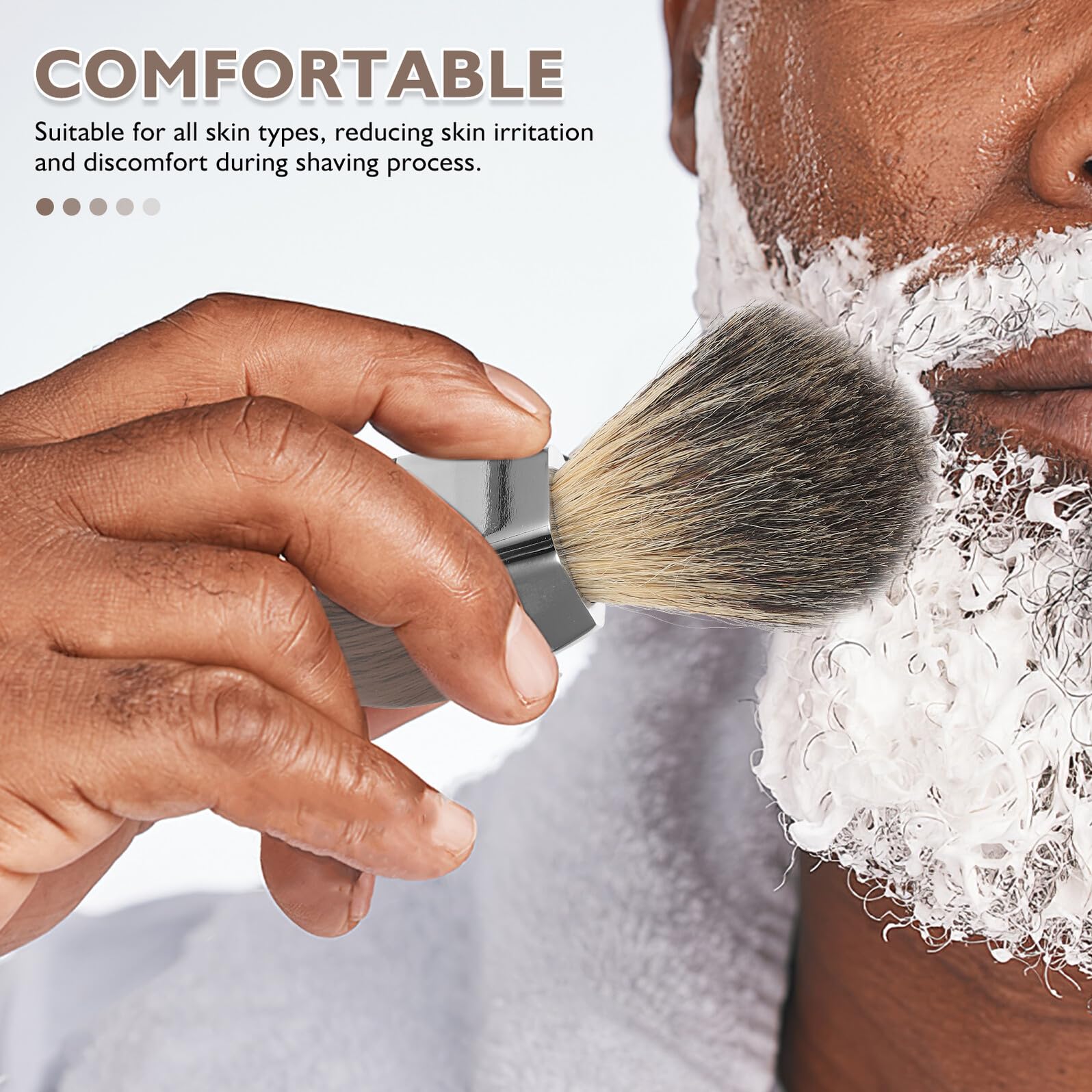 Pennello da Barba in Tasso 3001, Legno e Metallo, Coffee | Impugnatura Salda, Delicato su Tutti i Tipi di Pelle, Accessorio Uomo per Rasatura e Cura del Viso