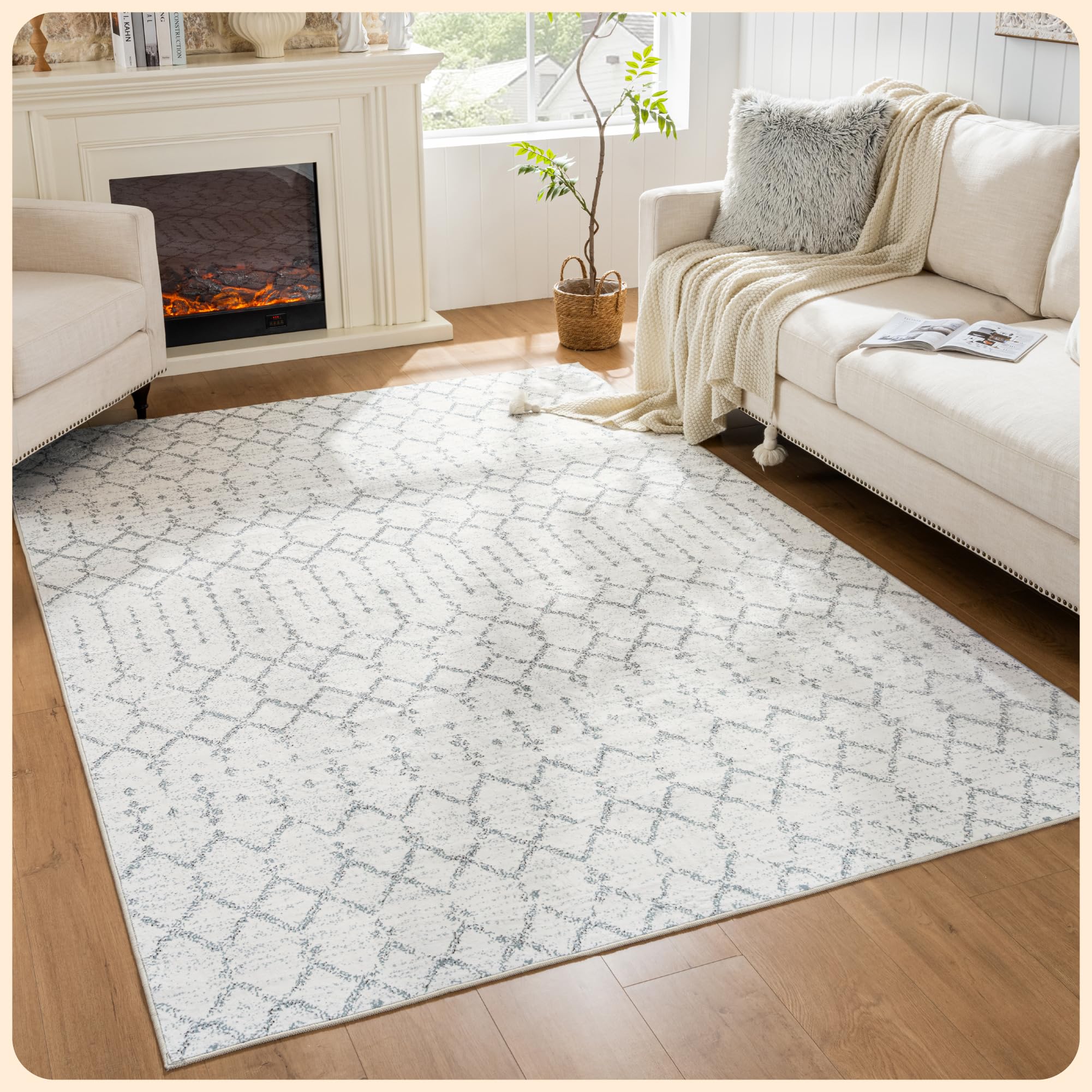 Istana 6x9 Area Rug - Green Rugs for Living Room 6x9 - Foldable 6x9 Boho Rugs for Bedroom - Stain Resistant 6x9 Washable Rug - Eco-Friendly 6x9 Area Rugs - Easy to Clean Living Room Rug 6x9