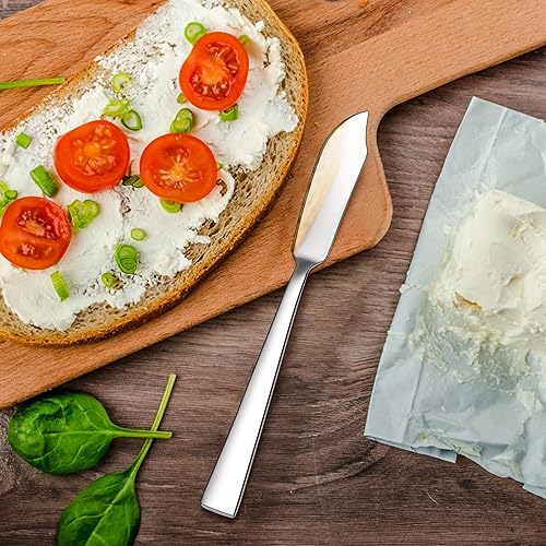 Miniatura 5 de E-far Juego de 6 cuchillos esparcidores de mantequilla, cuchillos de postre de queso de acero inoxidable de 7 pulgadas para cocina, restaurante,