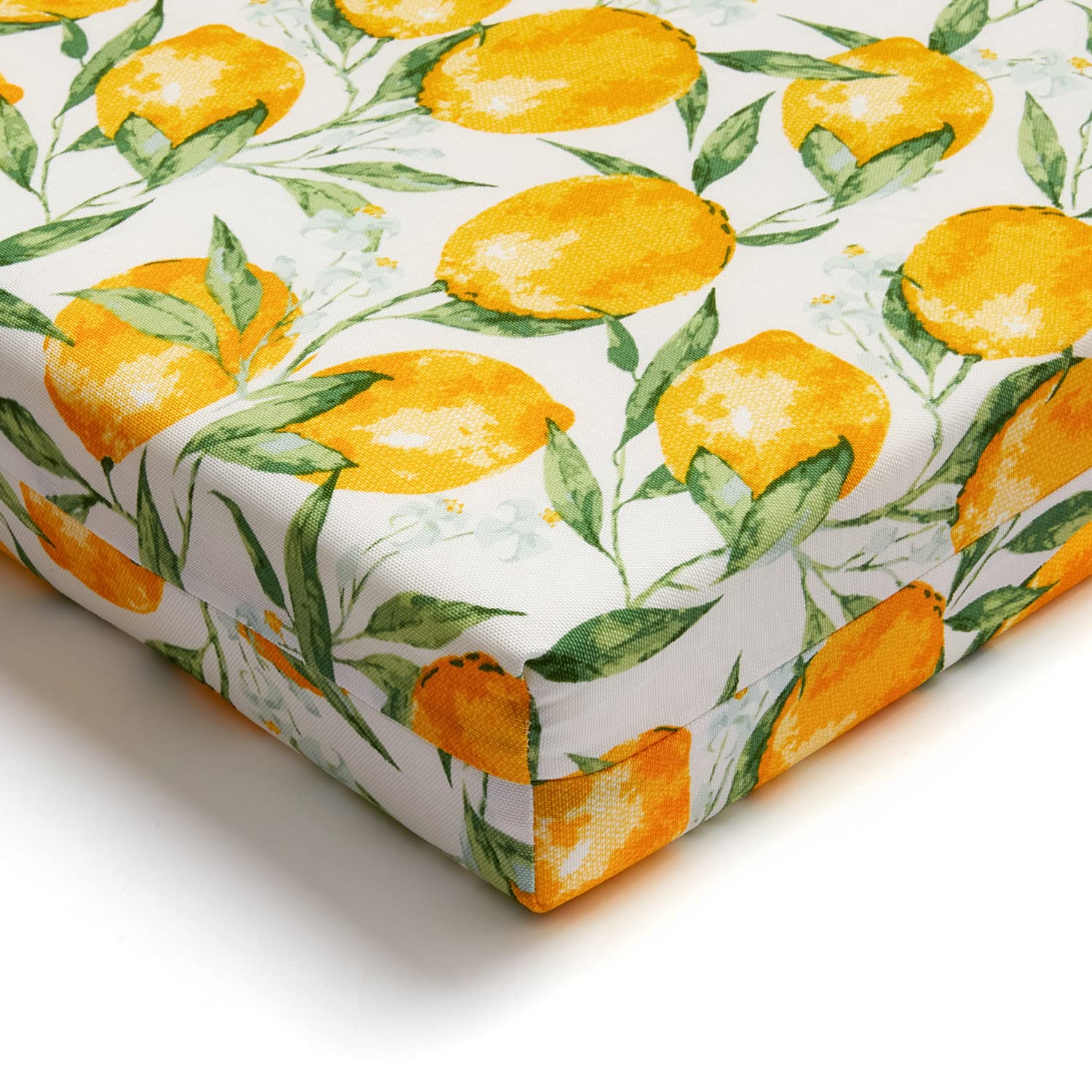 LOVTEX Outdoor Chair Cushions 17"x16"x2" Pack of 4, Patio Cushions for Outdoor Furniture, Water Resistant Round Corner Seat Cushions, Summer Lemon