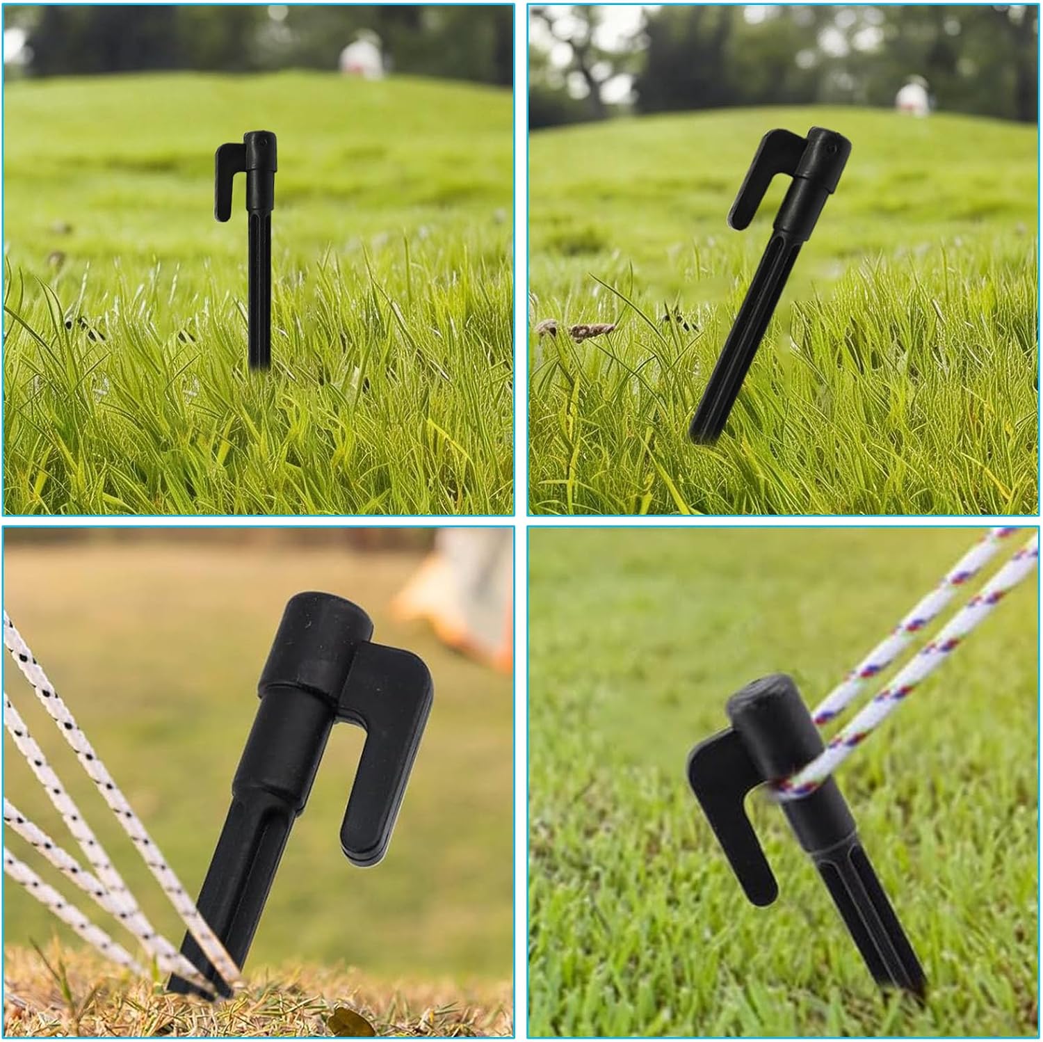 30 Pack Black Tent Stakes, Plastic Camping Stakes, 5.7 Inch (145mm) Lightweight Stakes Rust-Proof Anchors for Camping, Hiking, and Garden Use