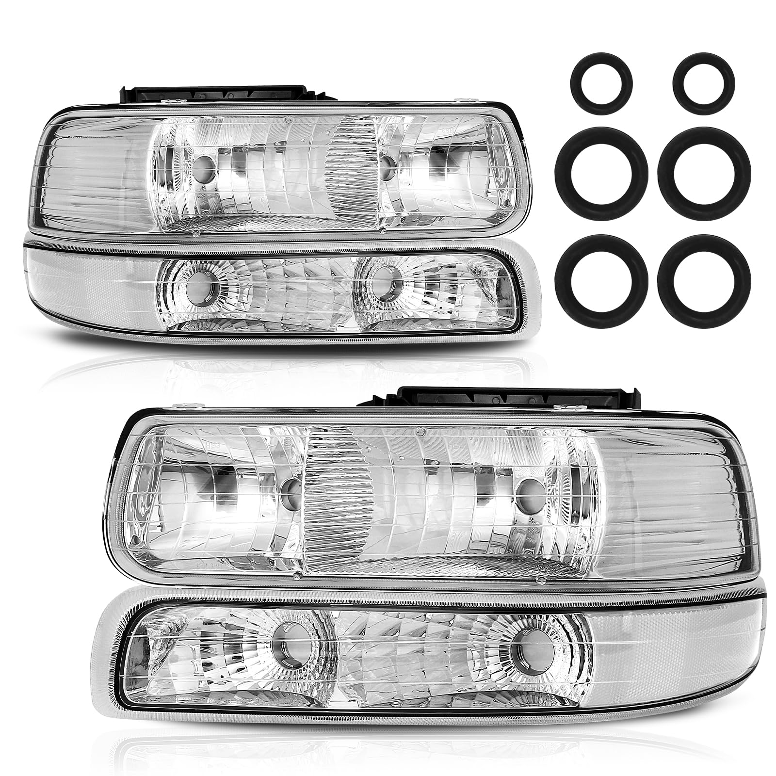 Headlight Assembly Fit For 1999 2000 2001 2002 Chevy Silverado 99 00 01 02 Silverado Headlights 1500 2500 1500HD 2500HD 3500HD/00-06 Chevy Tahoe Suburban