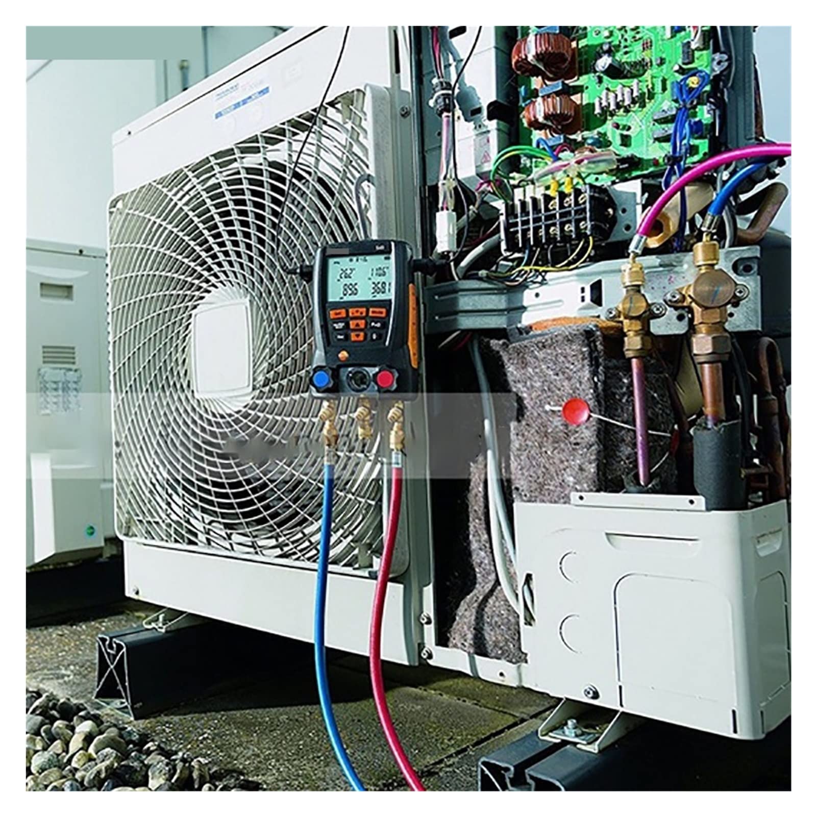 Manometro digitale KOZWAY per collettore refrigerante - Calibro pressione aria condizionata Hvac - Impostare il calibro di pressione - Manometro per test di temperatura