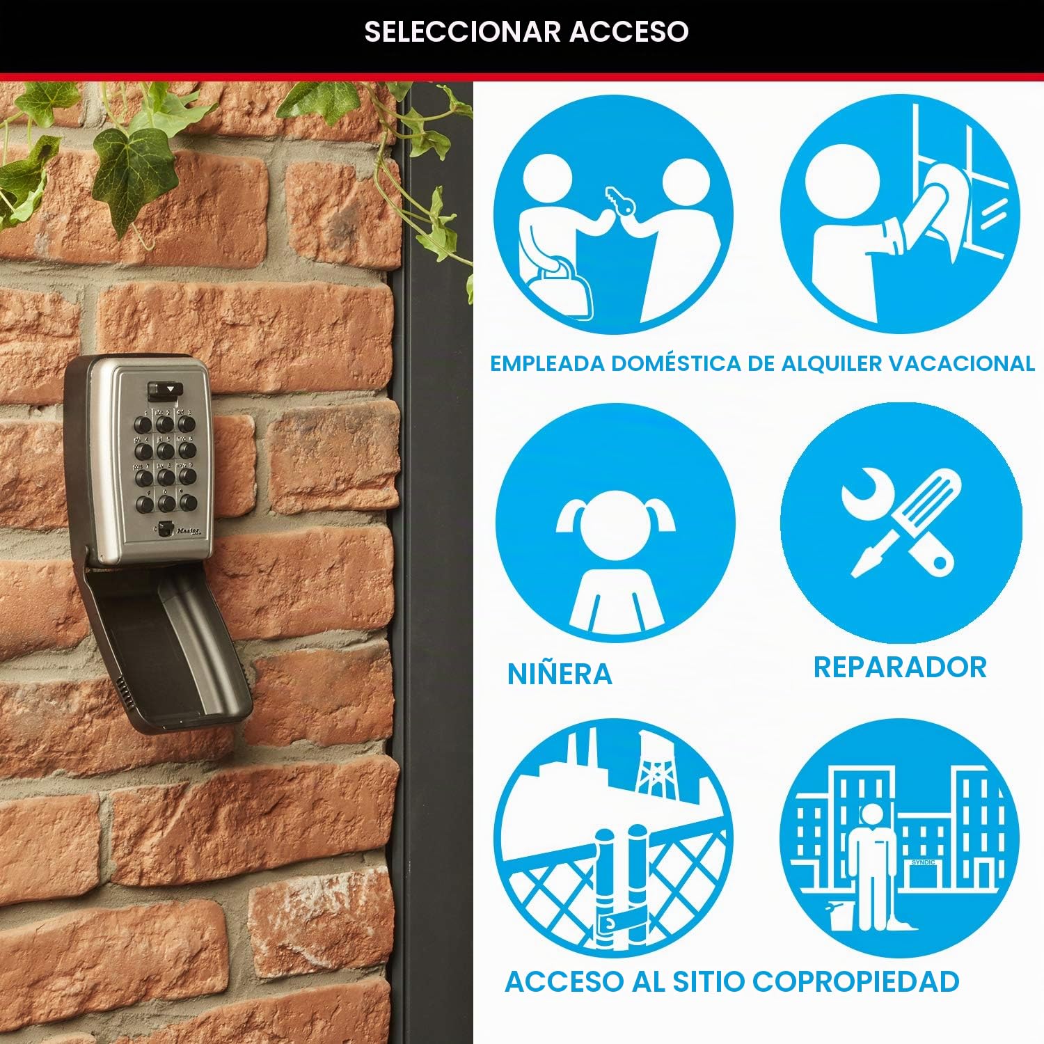 Master Lock Caja fuerte para llaves [Medium] [Montaje mural] [Pulsador]- 5423EURD - Caja de seguridad