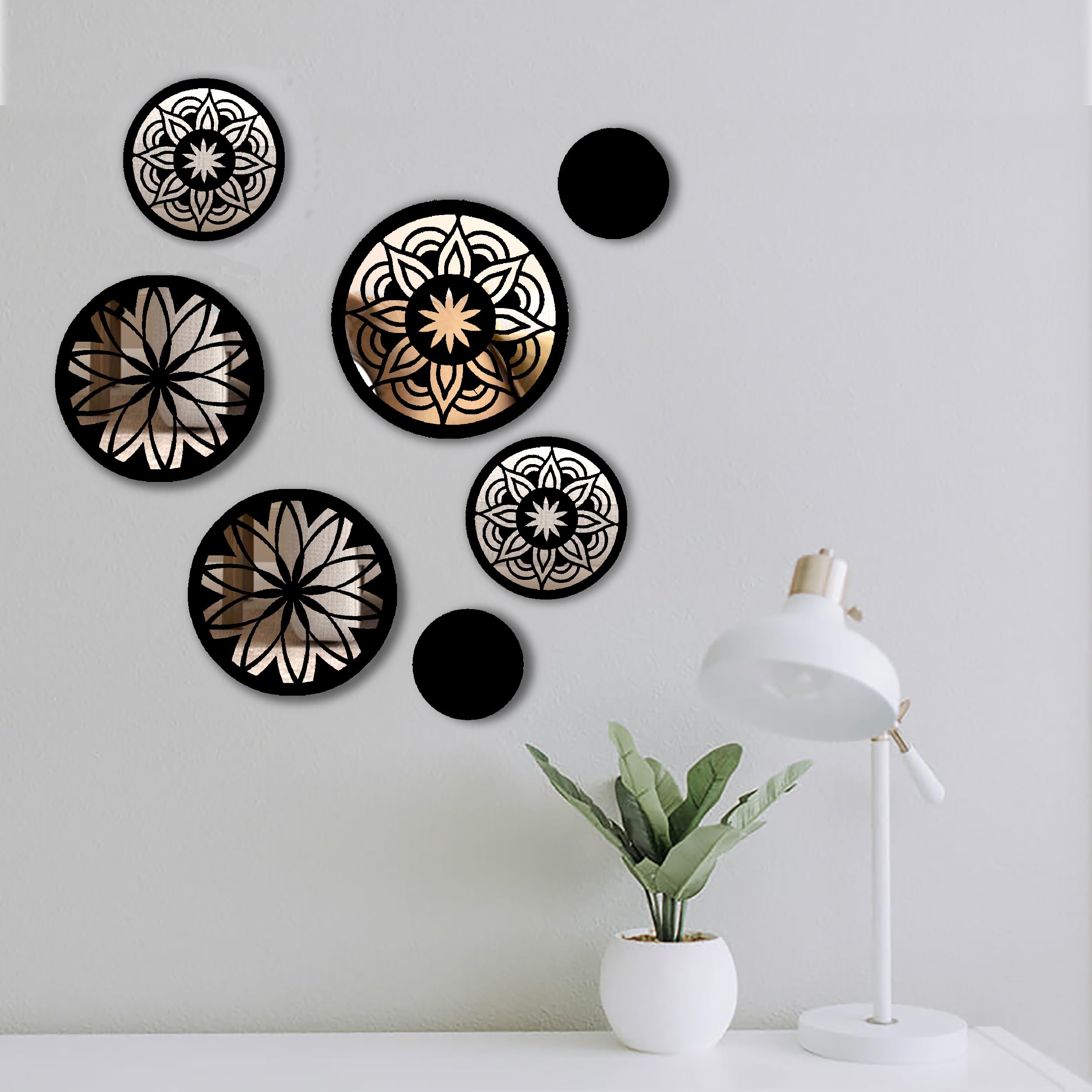 VAH- Kya Bat Hai !! 7 Pcs Mirror for Wall Decor, Glass Wall Decor, Wall Mirror Stickers Square, Mirrors Decor, Home Mirror for Wall Stickers for Living Room-image-43