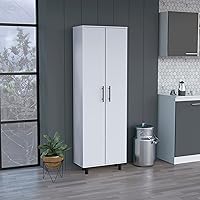 Vista 6 de DEPOT E-SHOP Multistorage Cabinet 71" H, 5 Internal Shelves, 2 Doors, White/Macadamia