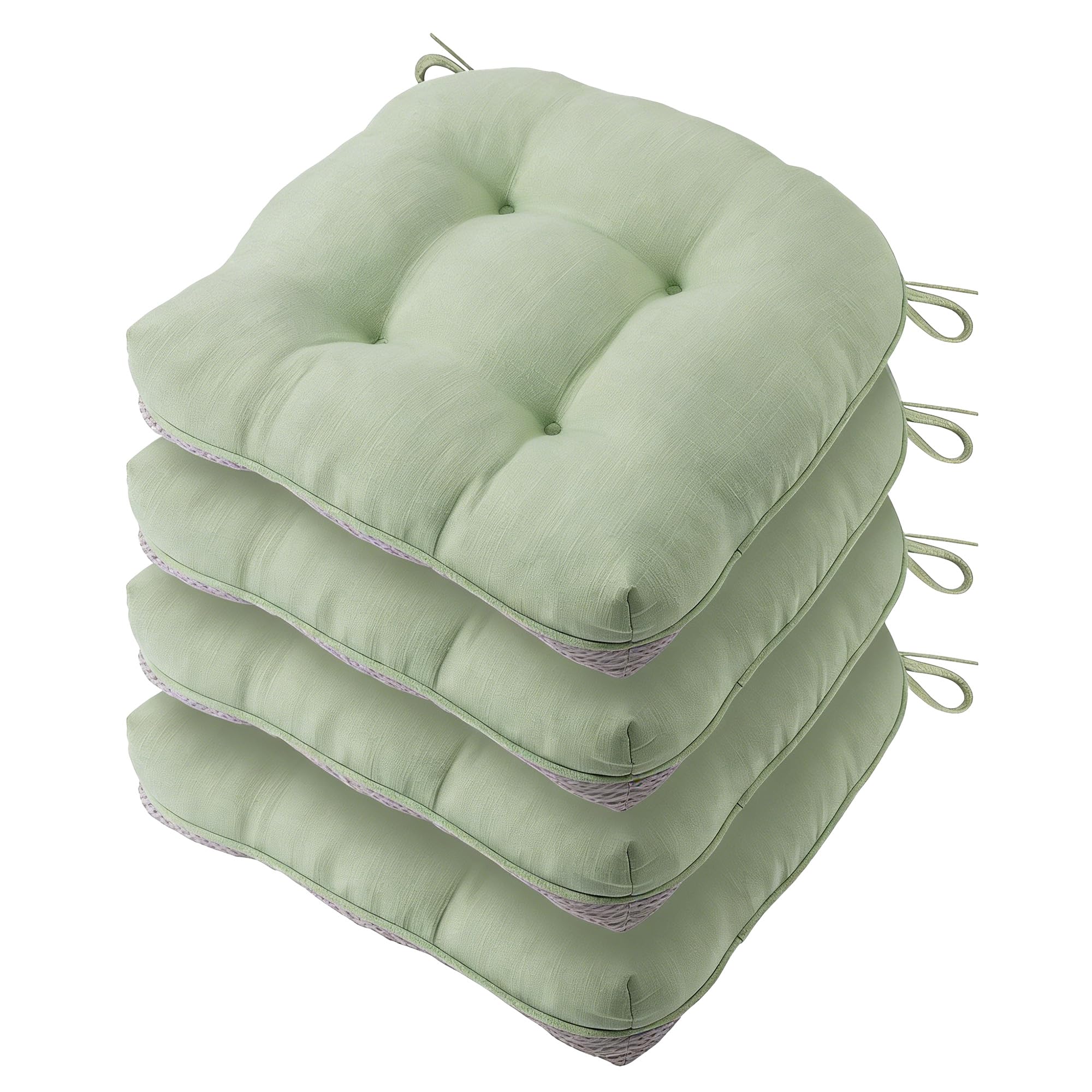Battilo Kitchen Chair Cushions, 15.5"x15.5"x4", 4 Pack, Sage Green
