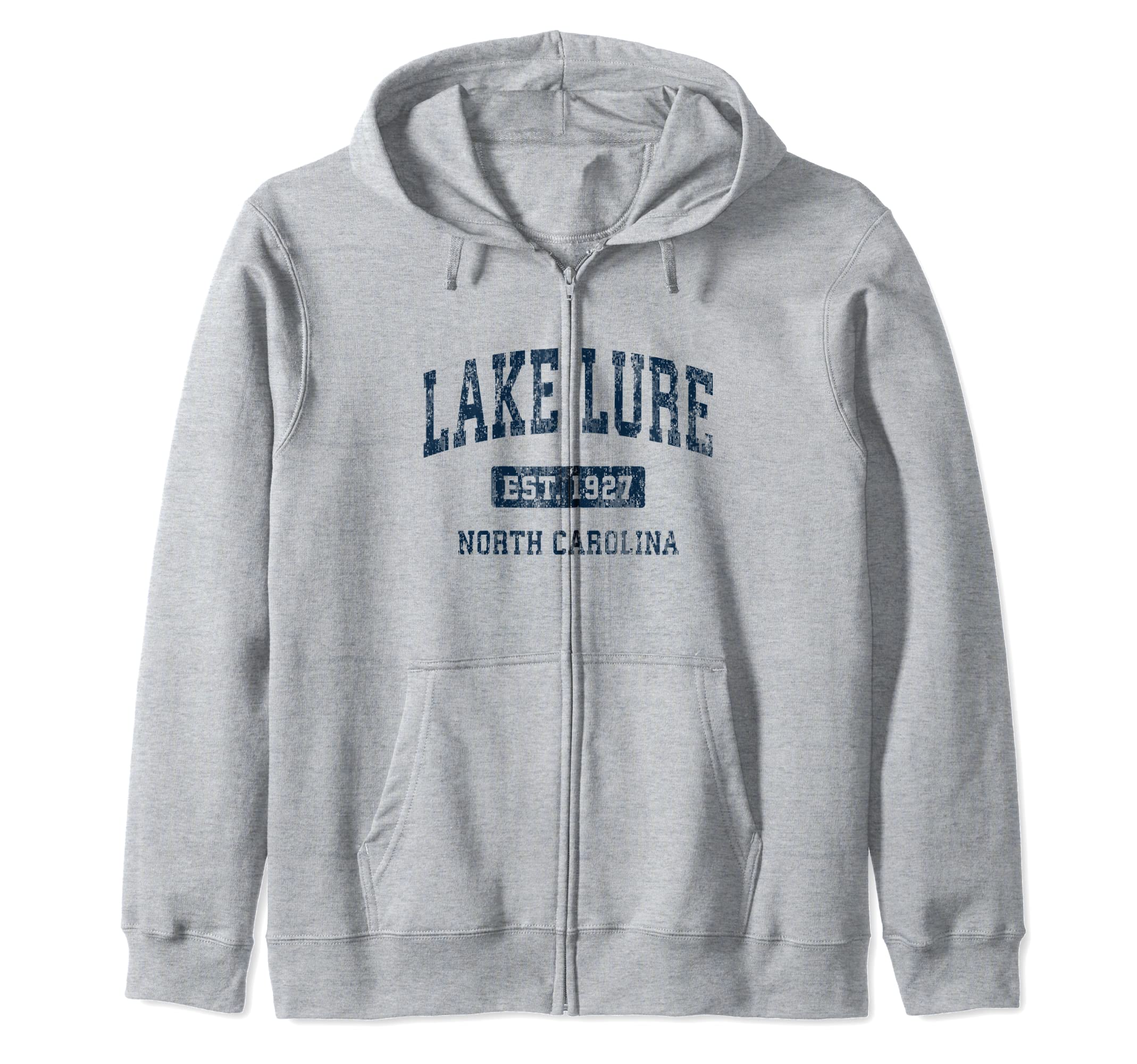 Lake Lure North Carolina NC Vintage Athletic Sports Design Zip Hoodie