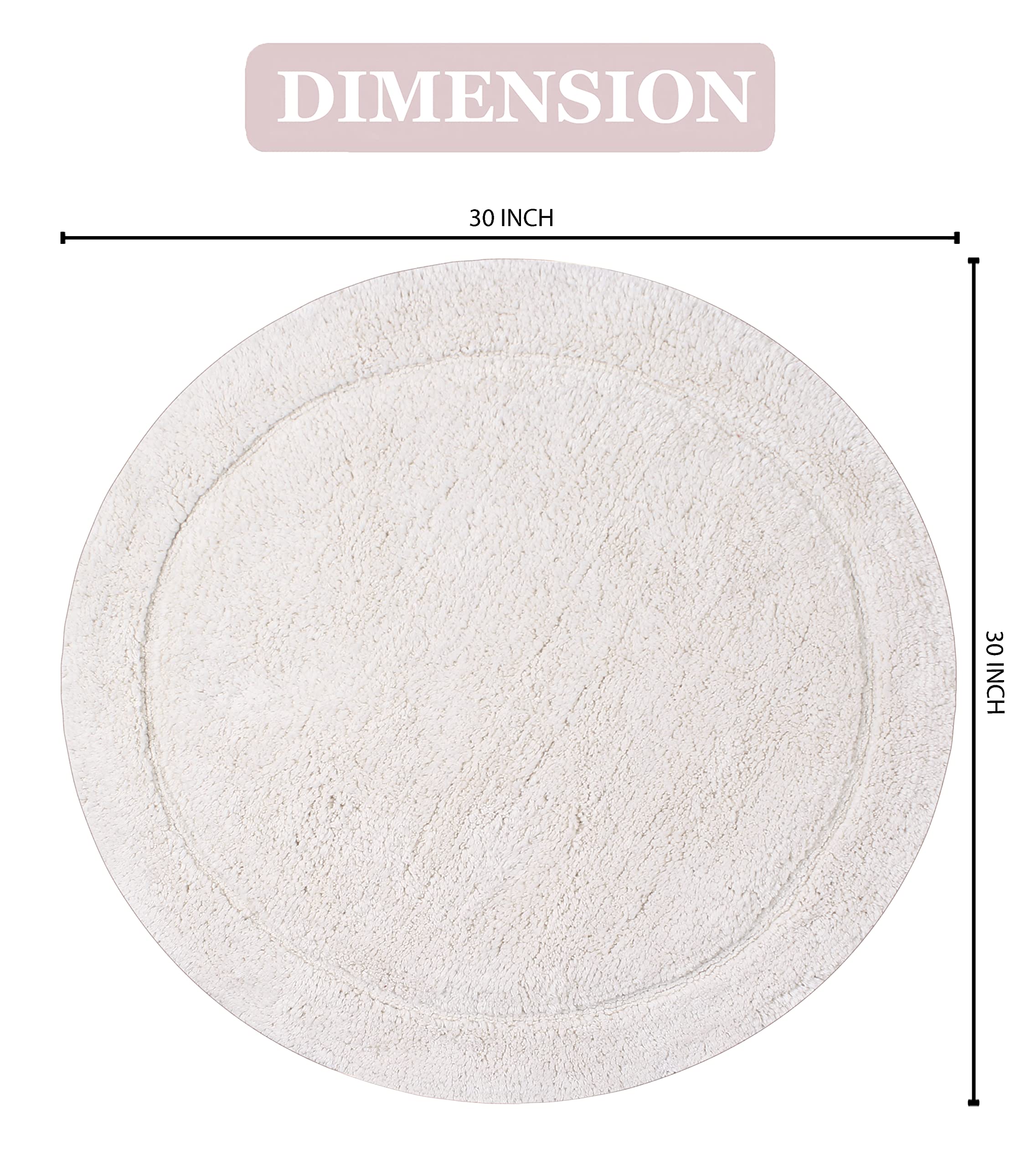 Home Weavers Waterford Collection Absorbent Cotton Soft Bath Rug, Machine Washable, 30" Round, Ivory