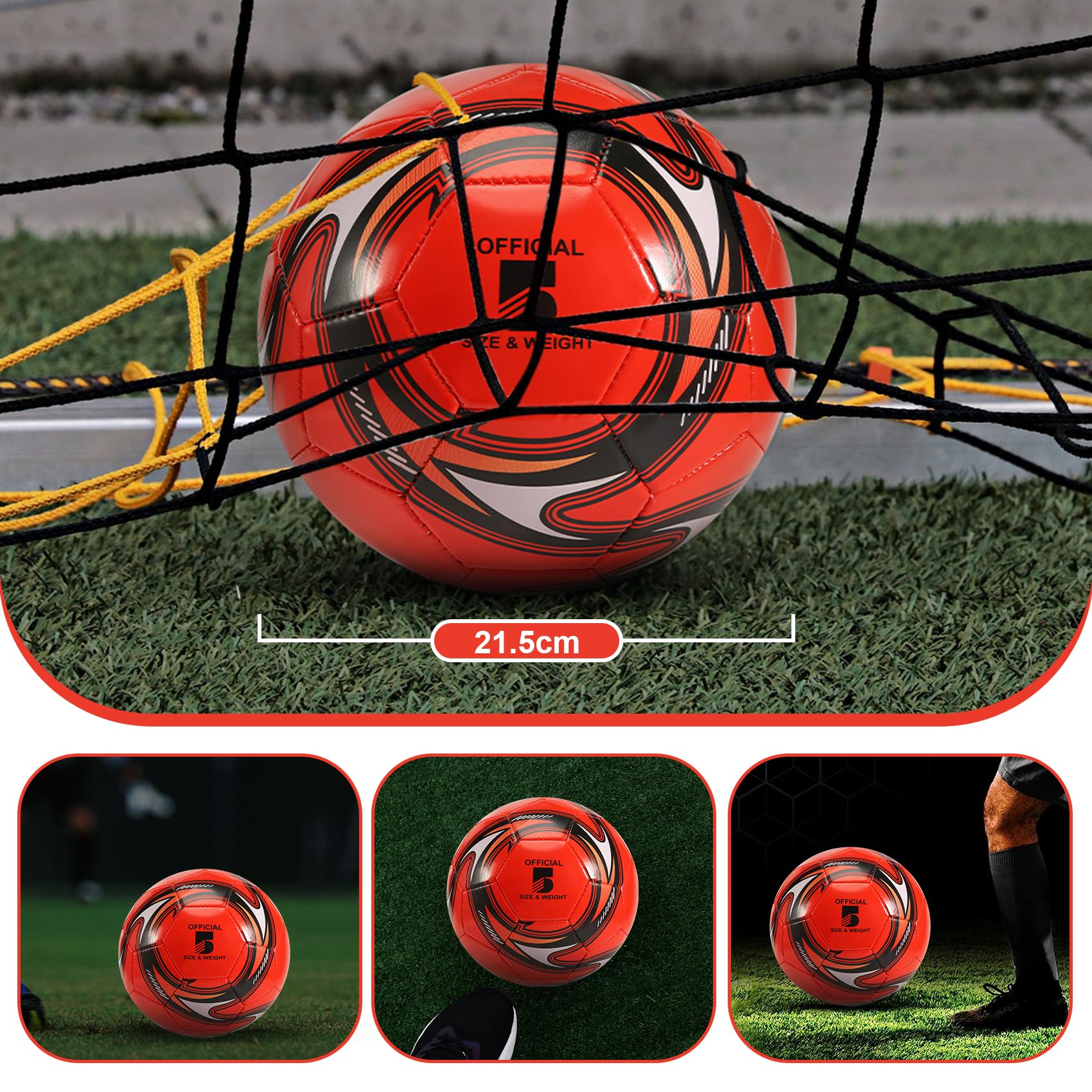 yasoe Ballon de Football Professionnel Taille 5 Rouge