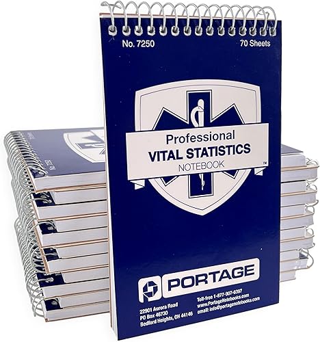 EMTFirst Responders - Cuaderno de estadísticas vitales - Cuaderno médico de 6 x 3.75 pulgadas para signos vitales e información adicional para el