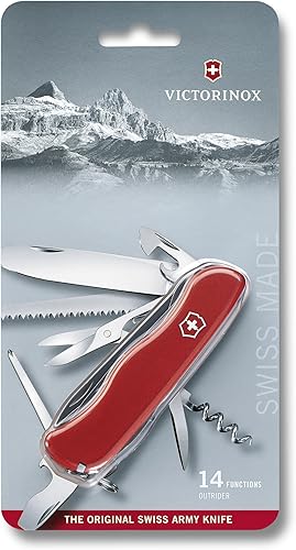 Miniatura 2 de Victorinox Outrider Swiss Army - Cuchillo de bolsillo, grande, multiherramienta, 14 funciones, hoja, tijeras, rojo