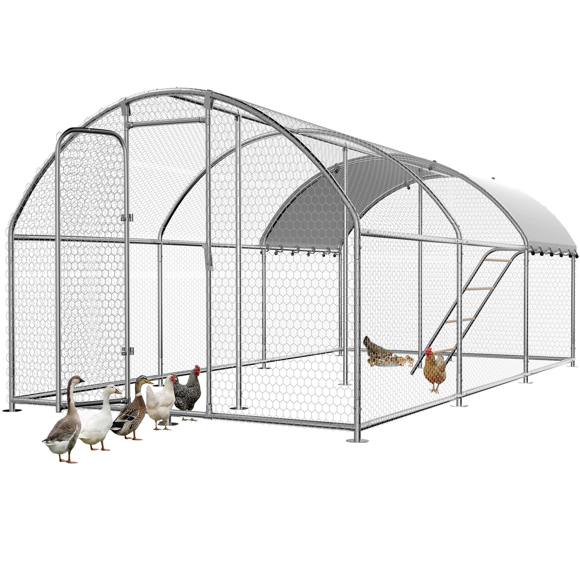 Xbrigh 23.2x9.8 FT Extra Large Metal Chicken Coop, Walk-in Poultry Run Pen