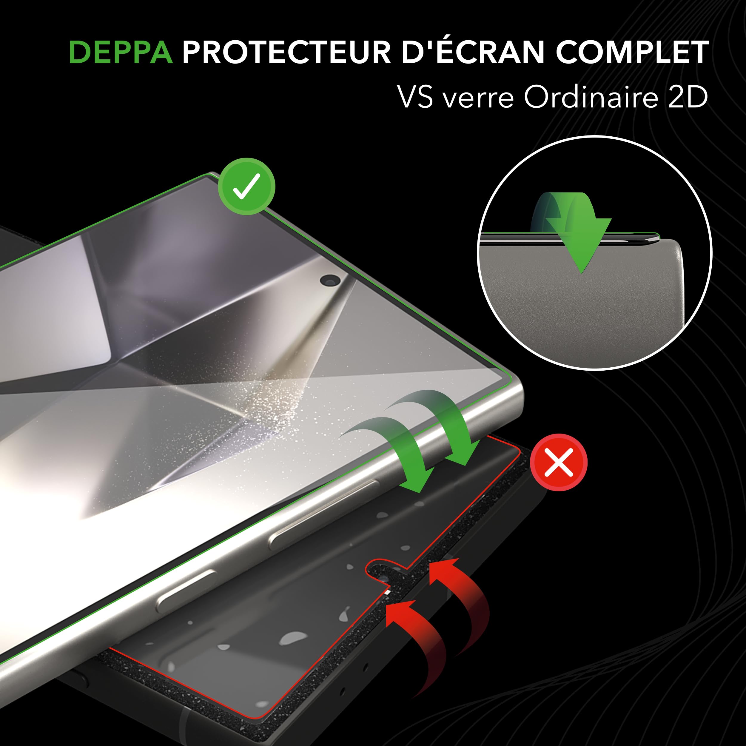 Deppa | Lot de 2 | pour Samsung S25 Ultra (6.9') Verre Trempé avec Kit de pose facile | Anti-Poussière & Anti-Bulles | Résistant aux Chocs | Couverture Complète |