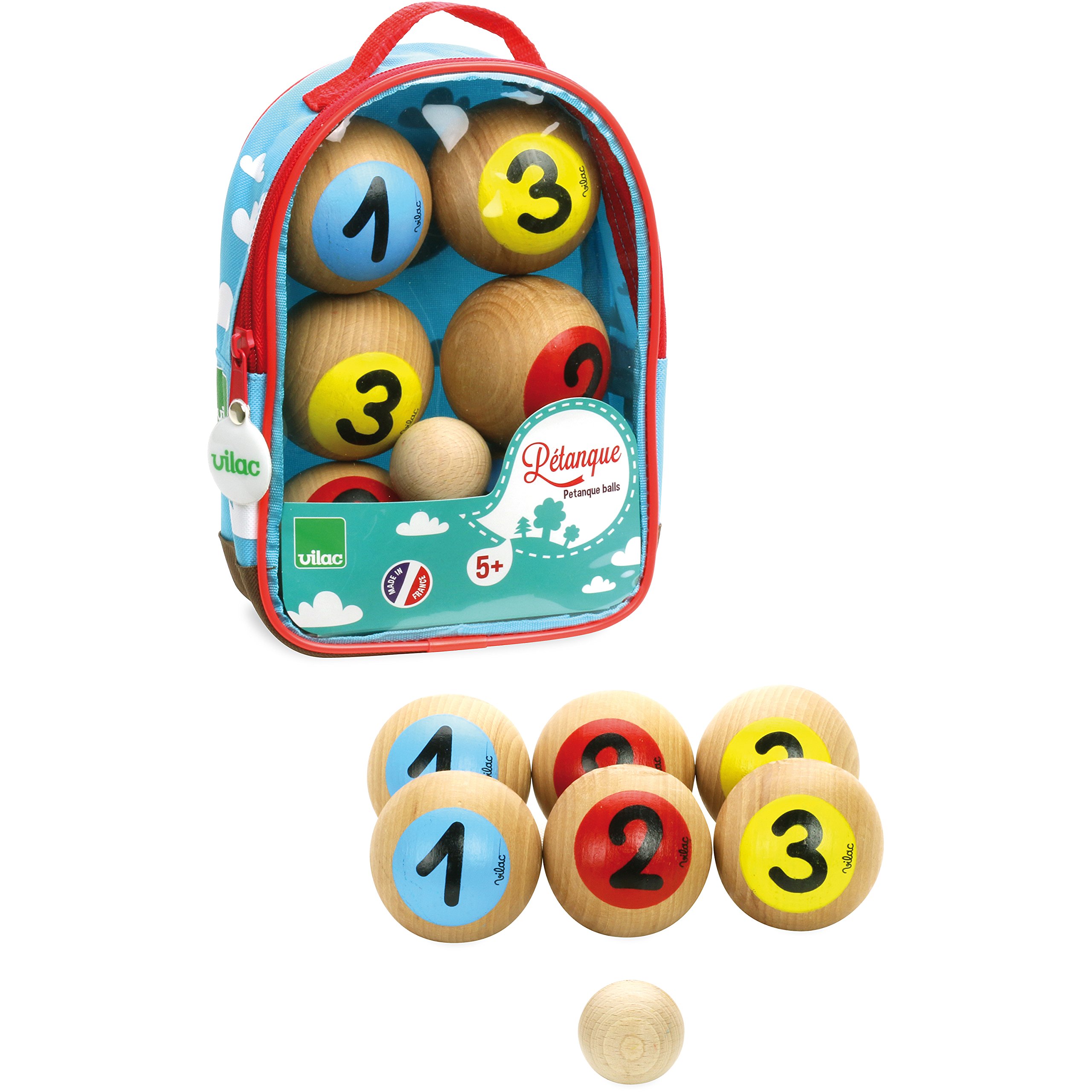 VILAC - jouet en bois - Jeux de plein air - Jeu de Pétanque 1, 2, 3 en Sac - 4053