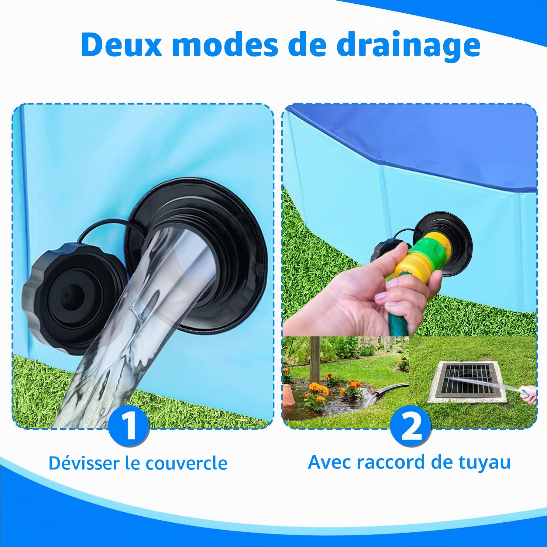 Piscine pour Chien 160 x 30 cm, Piscine Pliable pour Petits et Grands Chiens Sûr Antidérapant Baignoire, Extérieur et Intérieur Piscine pour Chats Chien Animaux et Enfant (Bleu)